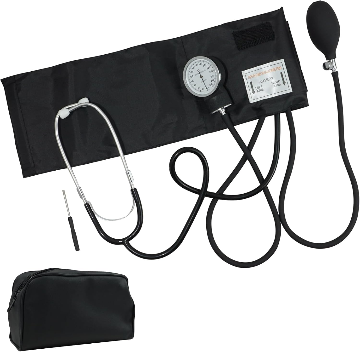 Manual Blood Pressure Monitor with Stethoscope and Carry Bag, Home Use BP Cuff Kit for Adults with Large Arm Cuff, Portable Sphygmomanometer Set for Accurate Readings (Black) image number 6