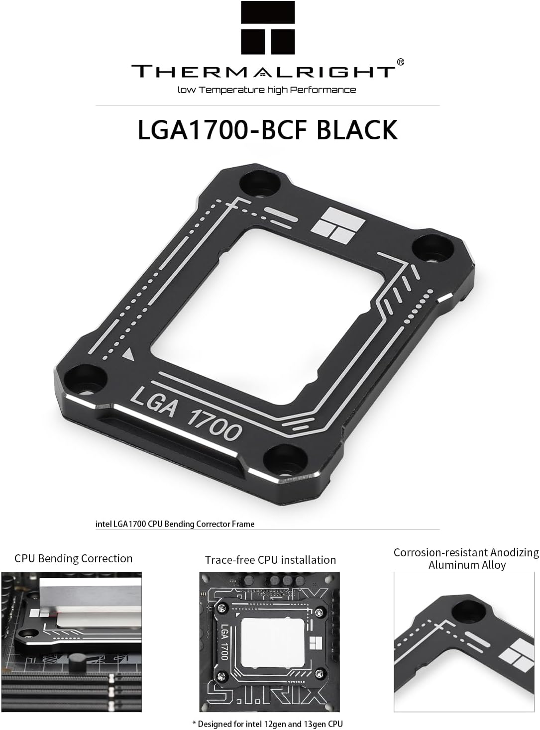 Thermalright Intel 12Th/13Th Generation LGA1700 Anti-Bending Buckle, Curved Pressure Plate,Cpu Stress Bending Correction Fixer, Fully Fitted and Fixed without Trace Installation (Black) image number 4