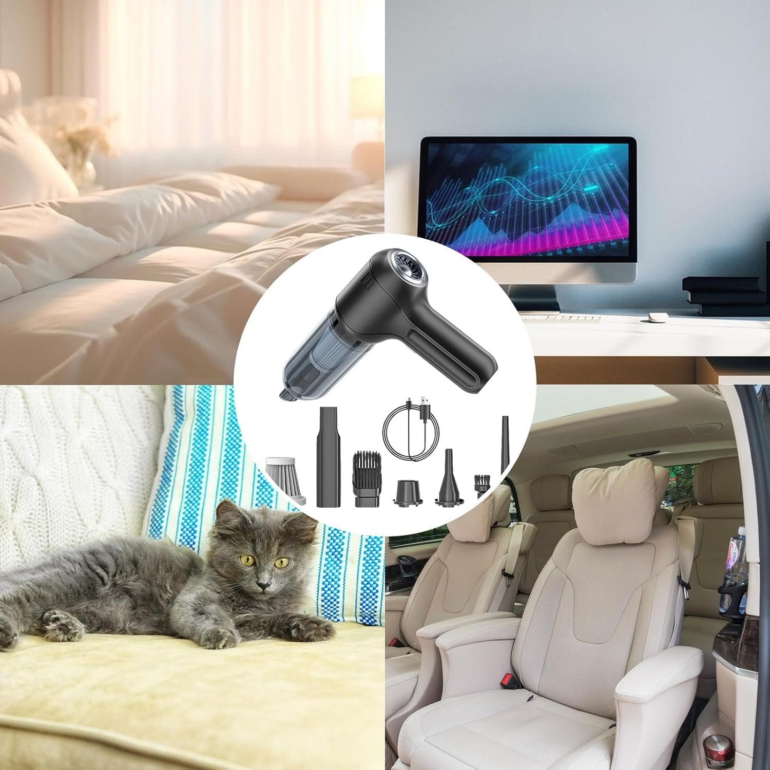 Portable Vacuum Car - Automotive Cleaning, Auto Care | Powerful Cleaning Tool for Pool Toys, Aeratelline Cushions for Car and Accumulated Flush with Vacuum Cleaner Equipment image number 2