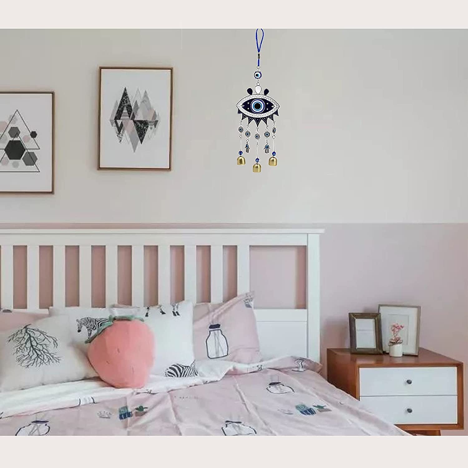 Evil Eye Wind Chimes and Wall Hanging Decoration - Big Devil Blue Eye Wind Bells Handcraft Hanging Decoration - Car Charm image number 6