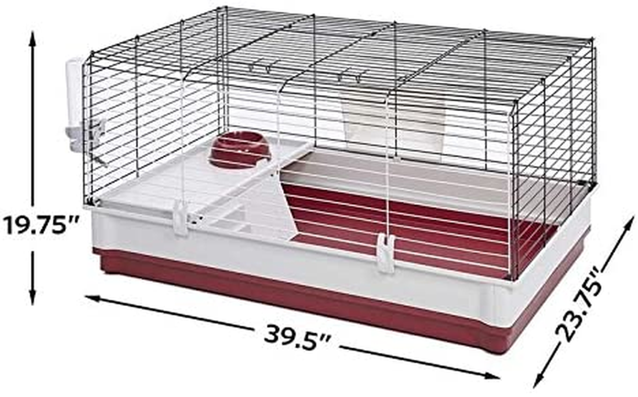Midwest Homes for Pets 158 Wabbitat Deluxe Rabbit Home, Rabbit Cage, 39.5 L X 23.75 W X 19.75 H Inch, Maroon/White image number 2