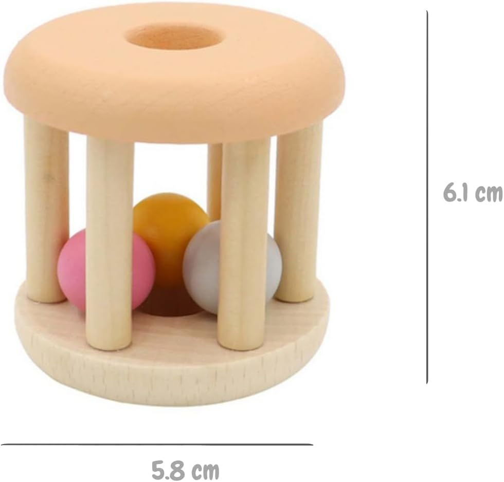 Calm & Breezy Wooden Rattle &ndash; Peach | Baby Sensory Toy by Kaper Kidz | Timber Rattle with Non-Toxic Paint image number 1