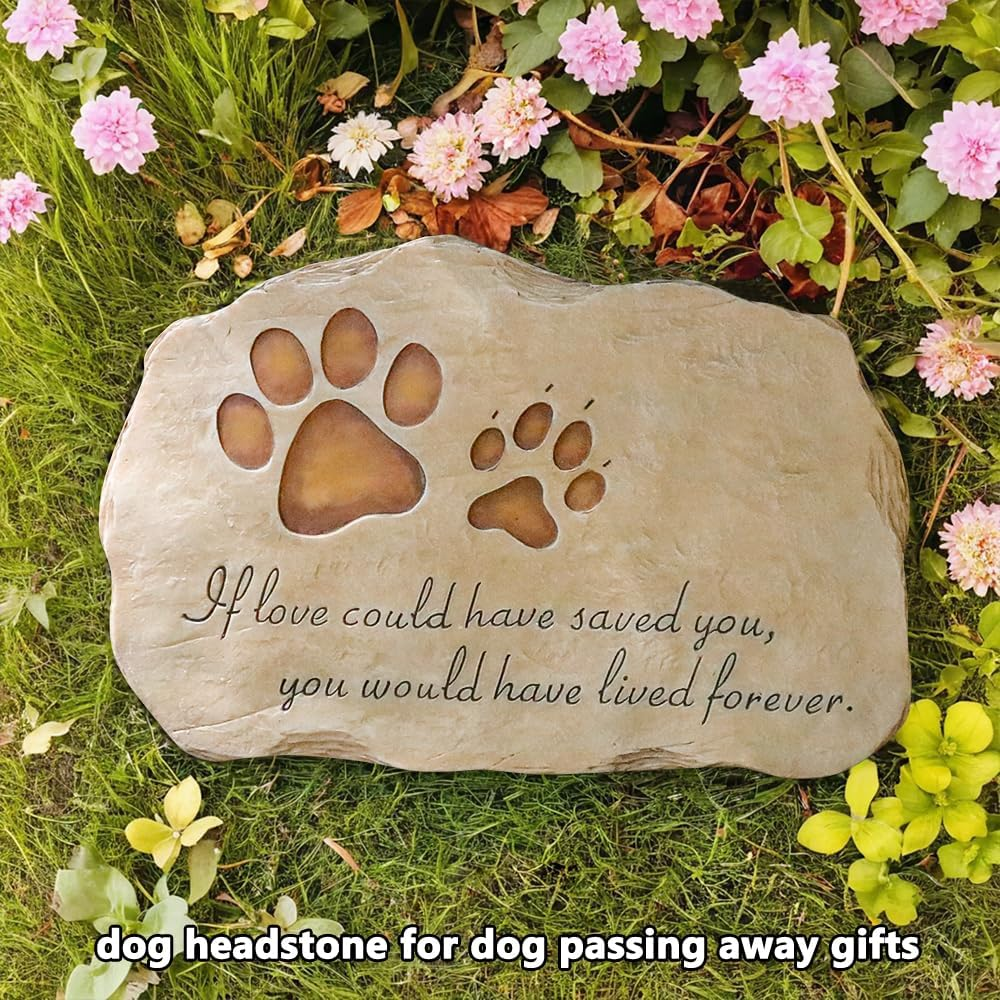Jinhuoba Dog Memorial Stone, Indoor Outdoor Dog or Cat for Garden Backyard Marker Grave Tombstone. Hand-Printed Personalized Loss of Pet Gifts image number 1