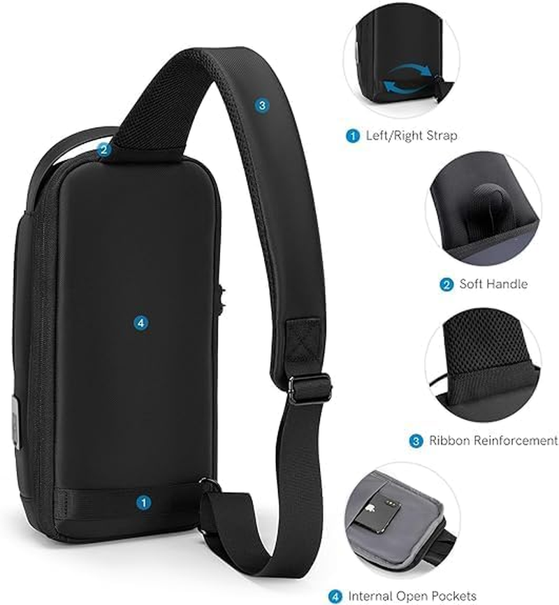 KINGSONS Sling Crossbody Bag Anti-Theft Chest Shoulder Backpack for Men Waterproof Minimalist Casual Daypack for Travel Gym - Ks3211 image number 2