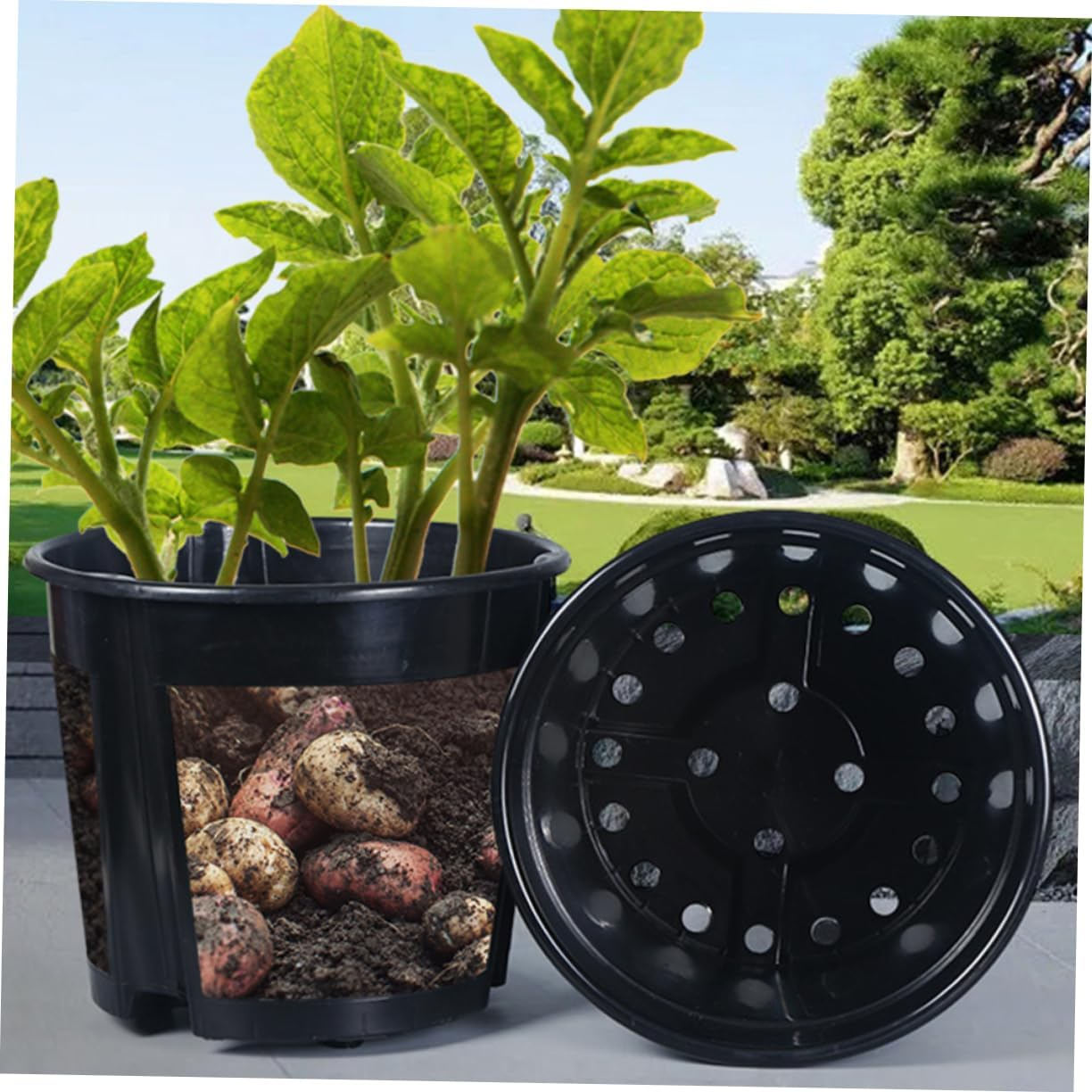 MERRYHAPY 1Set Vegetable Planter Pot for Growing Potatoes Ginger Tomatoes Container Drainage for Home Gardening Balcony Use and Planting image number 3
