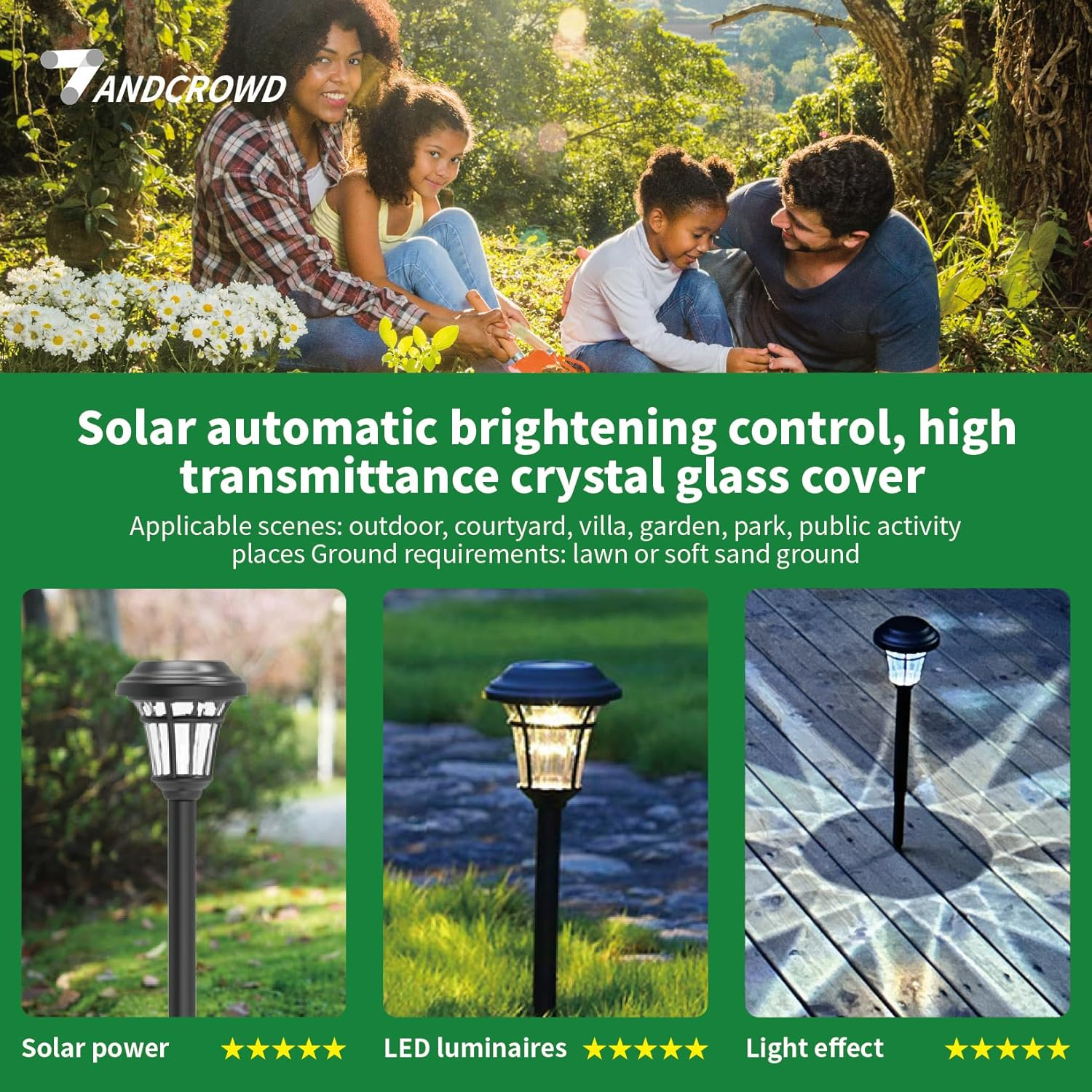 2301 LED Landscape Lighting, Solar Outdoor Lights Garden Lights for Yard and Lawn,6 Pack of Outdoor Solar Lights with Unique Light and Shadow Effects image number 3