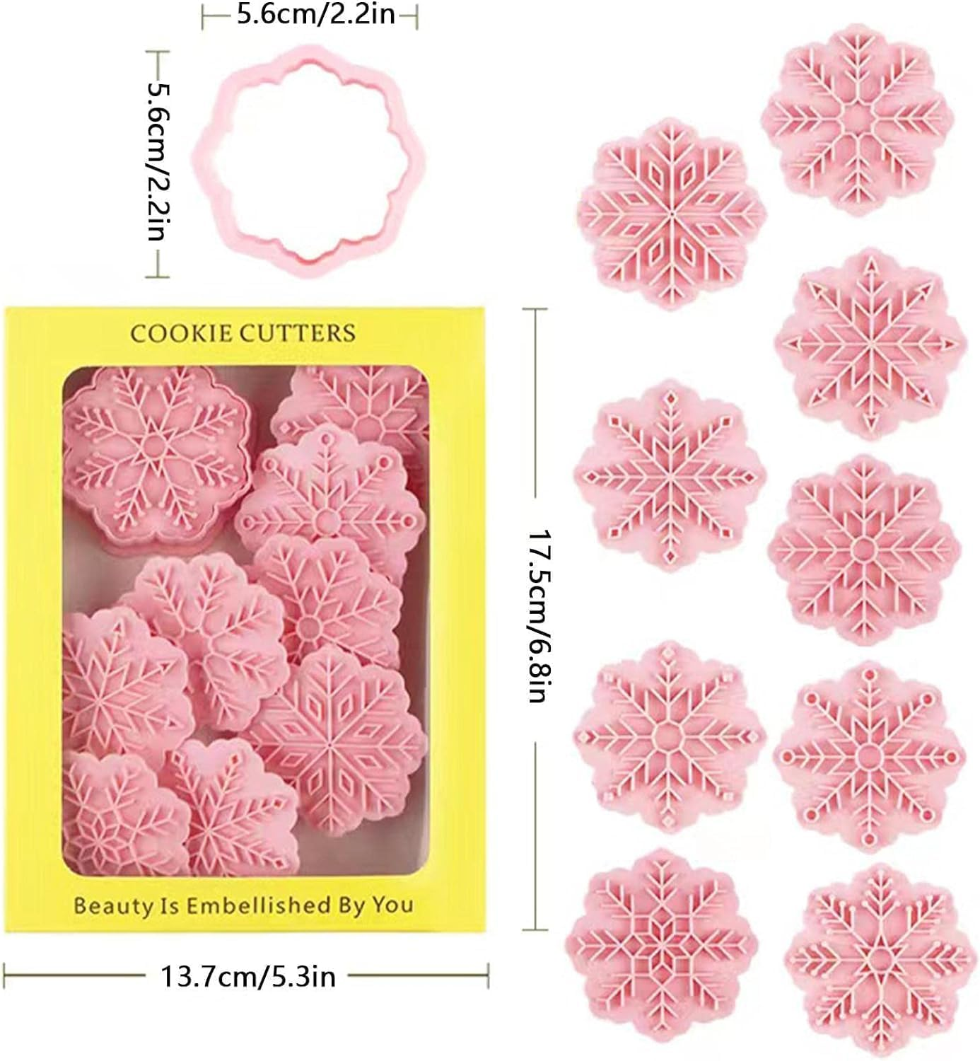 Christmas Pastry Stamper - 3D Pastry Stamp Cutters Christmas Snowflake Shaped - Cute DIY Cartoon Biscuit Baking Mold for Kids Yliu-Au image number 4