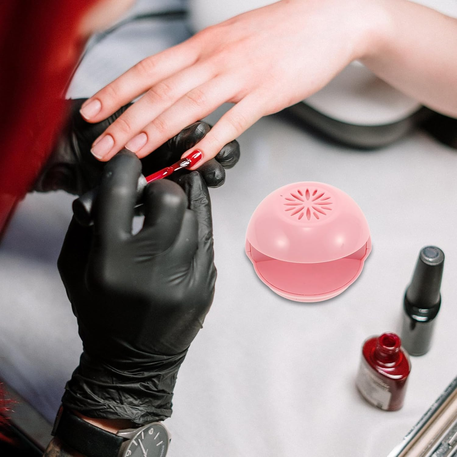 TEHAUX Portable Touch-Activated Mini Nail Dryer Fan Professional Nail Dryer Tool for Salon Use Powerful Manicure Air Fan without Battery at Home or Travel image number 4