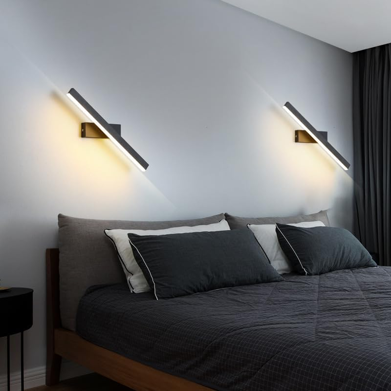 360&deg; Rotatable LED Wall Light &ndash; Modern Adjustable Black Bedside, Bathroom & Living Room Lamp | Sleek Aluminum Strip Design, 6W Energy-Saving Fixture with Warm Light image number 4