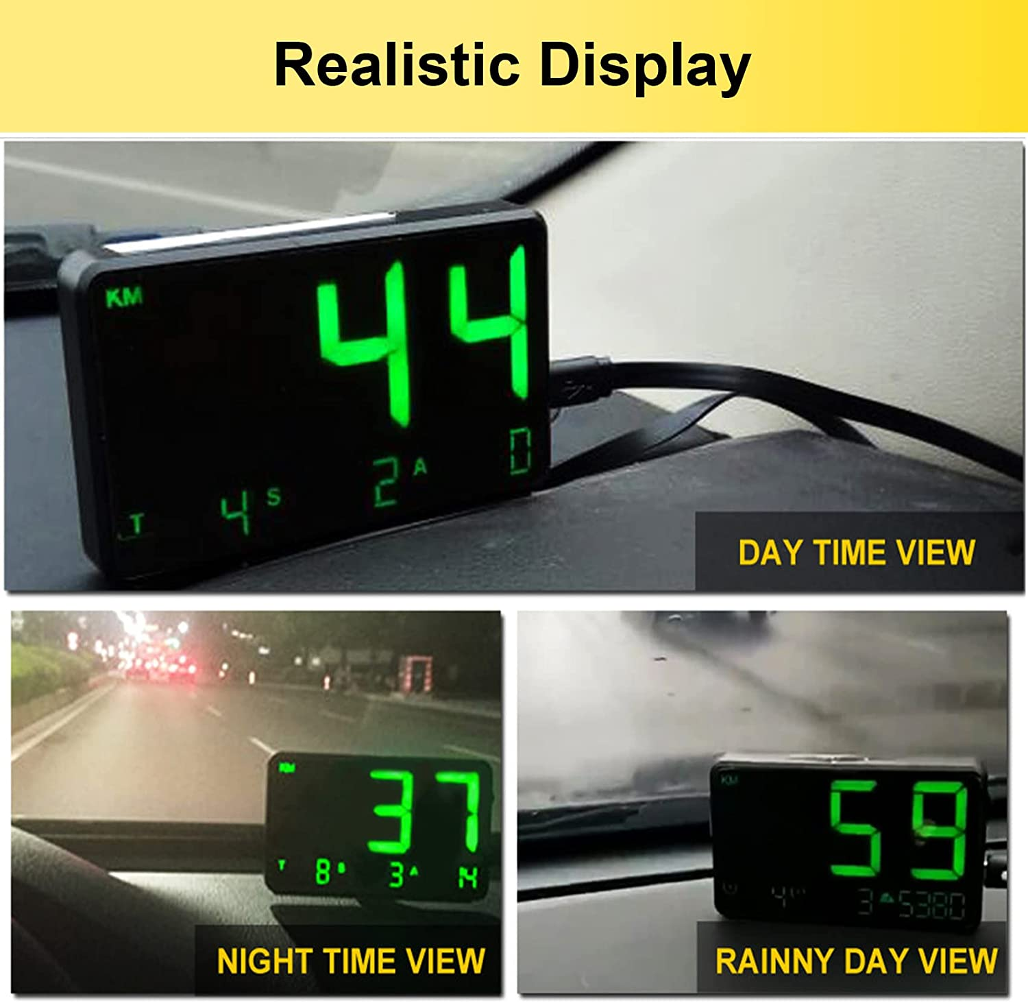 AUTENS Digital GPS Speedometer Universal HUD Head-Up Display Driving Speed Alert Fatigue Alarm for Cars with KM/H and MPH, 4.5Inch Large Screen for Car & Other Vehicle (C80) image number 1