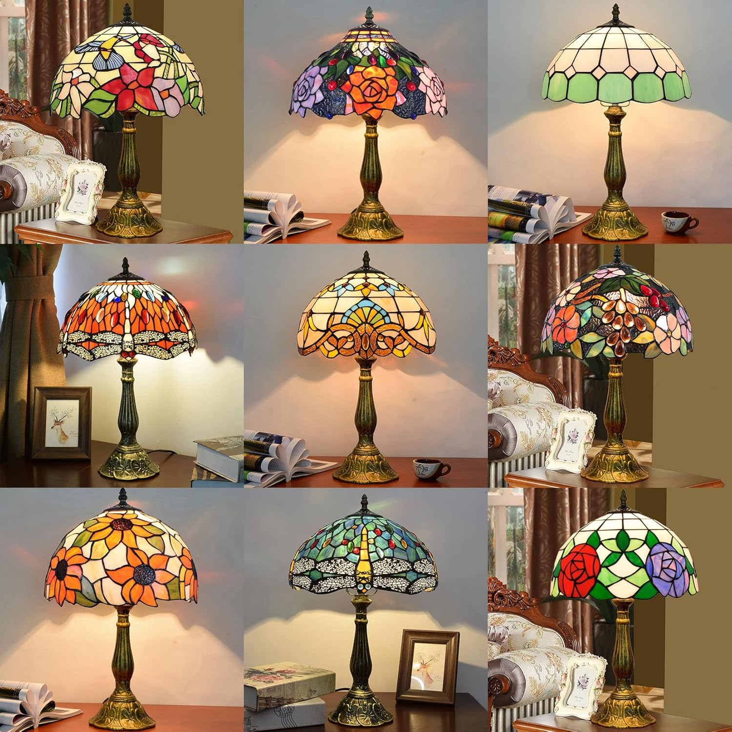 BOTOWI Replacement Tiffany Style Table Lamp Base Only, Vintage Aluminum Alloy Base Replacement for Tiffany Stained Glass Shades 12 Inch image number 1