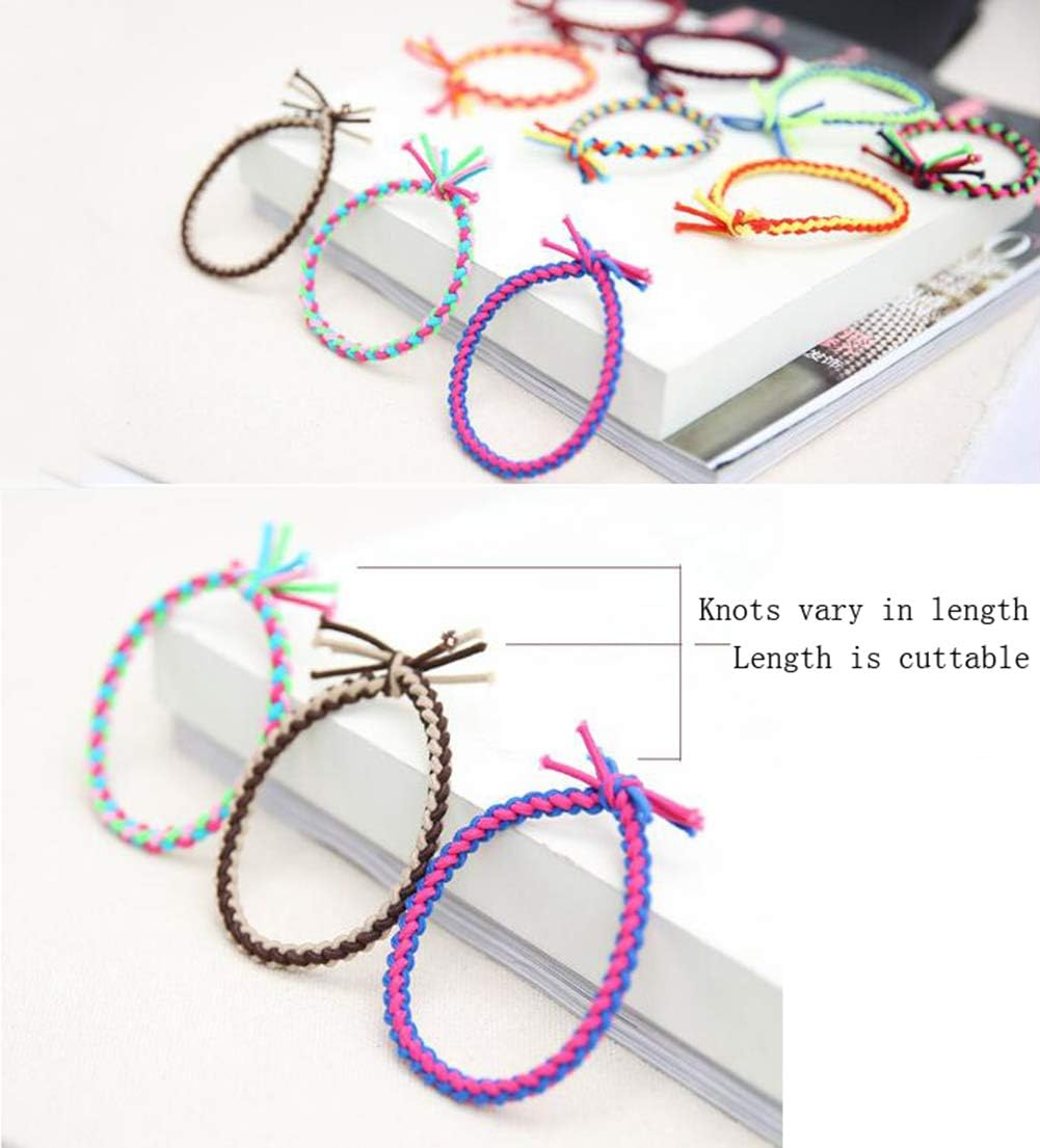 Pack of 50 Multicoloured Braided Elastic Hair Rings Hair Scrunchie Elastic Band Ponytail Holder Headband Headwear Hair Accessories Hair Accessories (Colour Random) image number 2