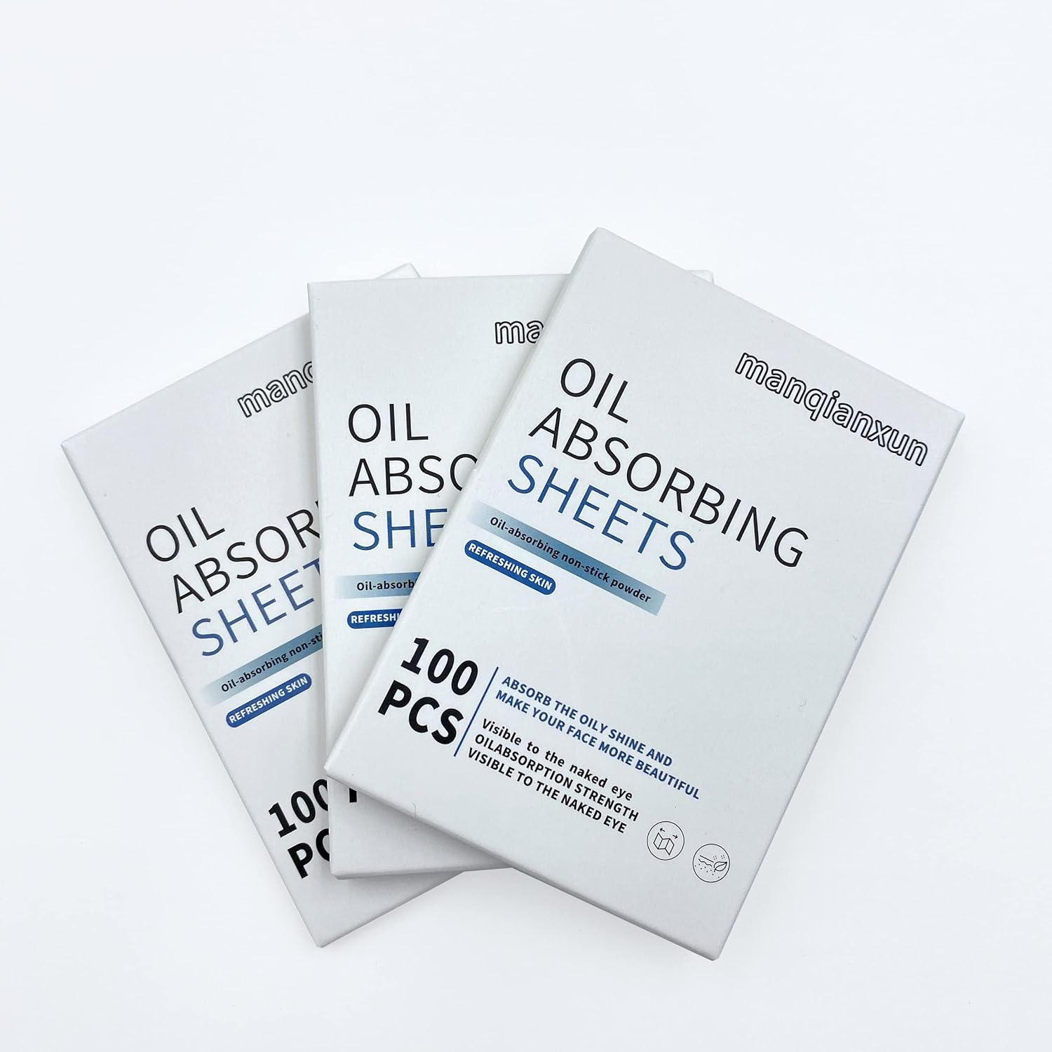 Manqianxun Premium Oil Blotting Paper Sheets, Translucent, Soft Face Blotting Paper Stay Skin Fresh and Smooth, for Facial Skin Care & Make Up(Blue) (300Pcs)