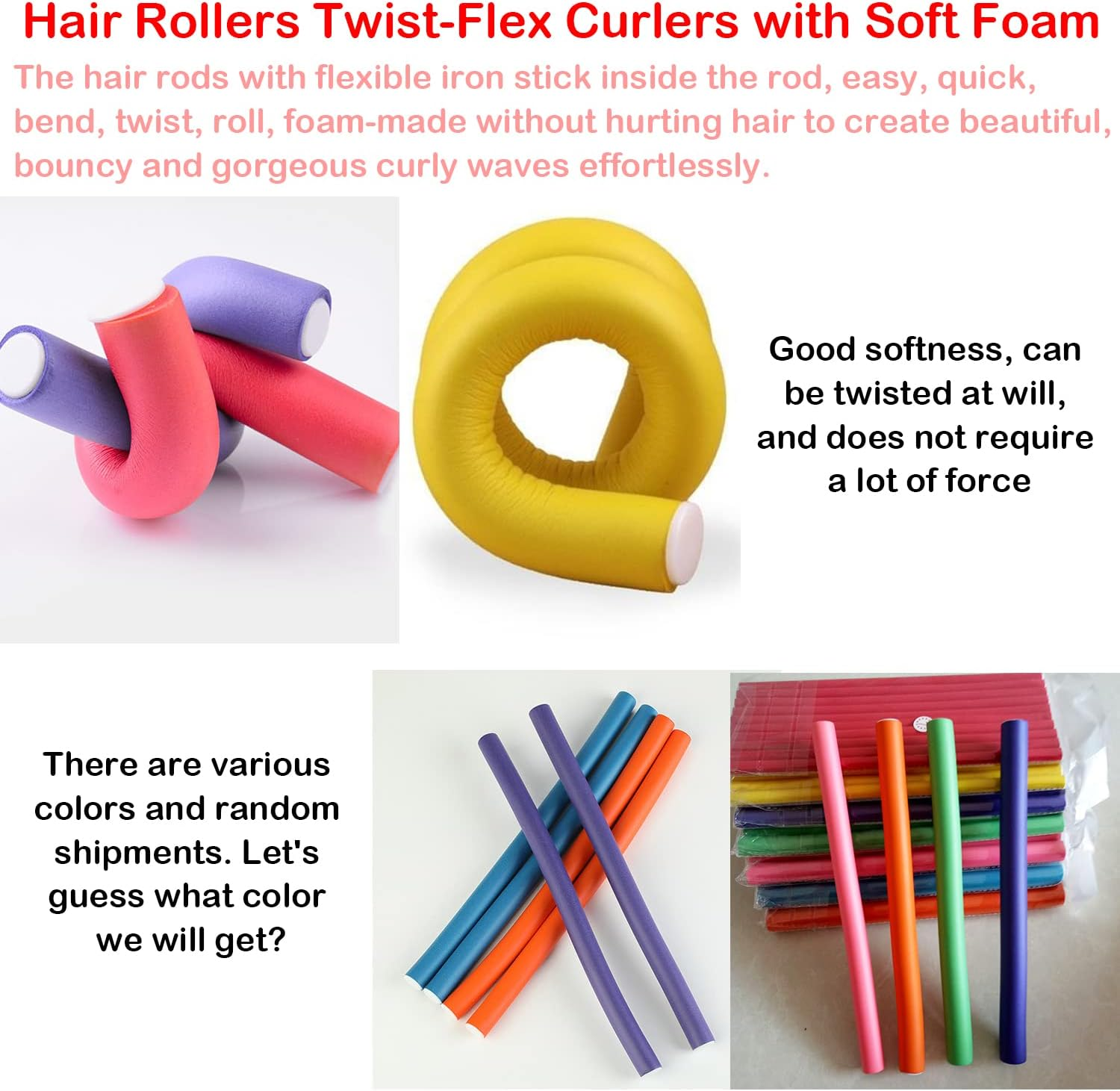 Paifeancodill 10 Pcs Flexible Curling Rods, Hair Rollers Twist-Flex Curlers with Soft Foam, 9.4&rdquo; Heatless Curls Rods, No Hurt the Hair Fluffy Foam Curling Iron Curlers for Short, Medium and Long Hair image number 3