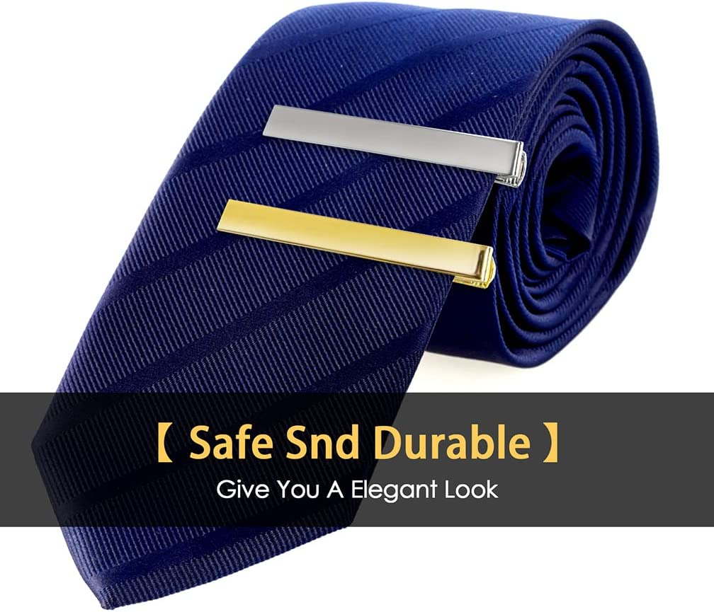 Viaky Classic Style Men'S Tie Clips, Neck Ties Necktie Bar Pinch Clip with Gold Silver Black 3 Tone, Best Gifts for Your Father, Lover and Friends in Xmas, Anniversary, Wedding, Party, Meeting image number 6