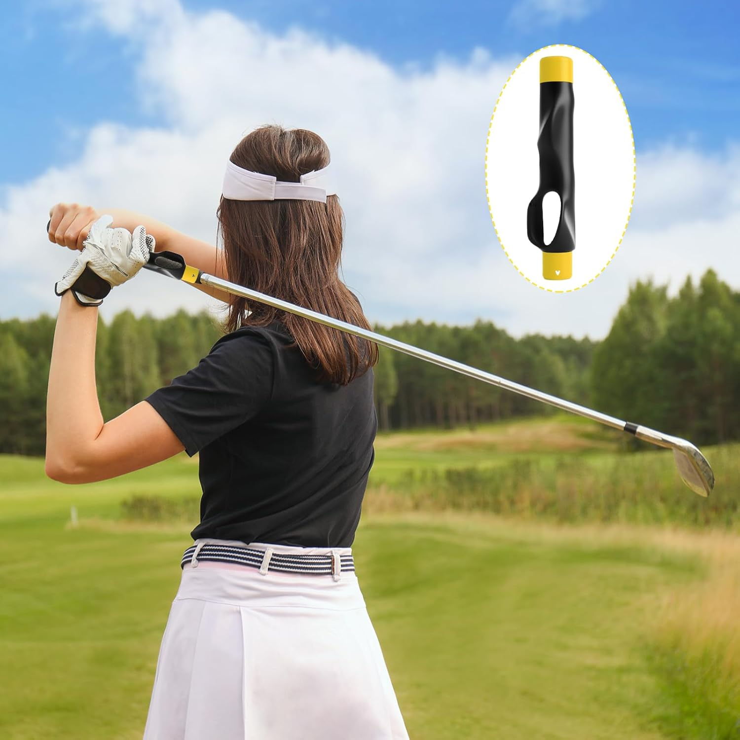 Bushhaven Golf Grip Trainer, Yellow Professional Golf Training Aid for Indoor & Outdoor Practice, Ideal Golf Club Attachment for Beginners & Advanced Players to Correct Hand Positioning image number 5
