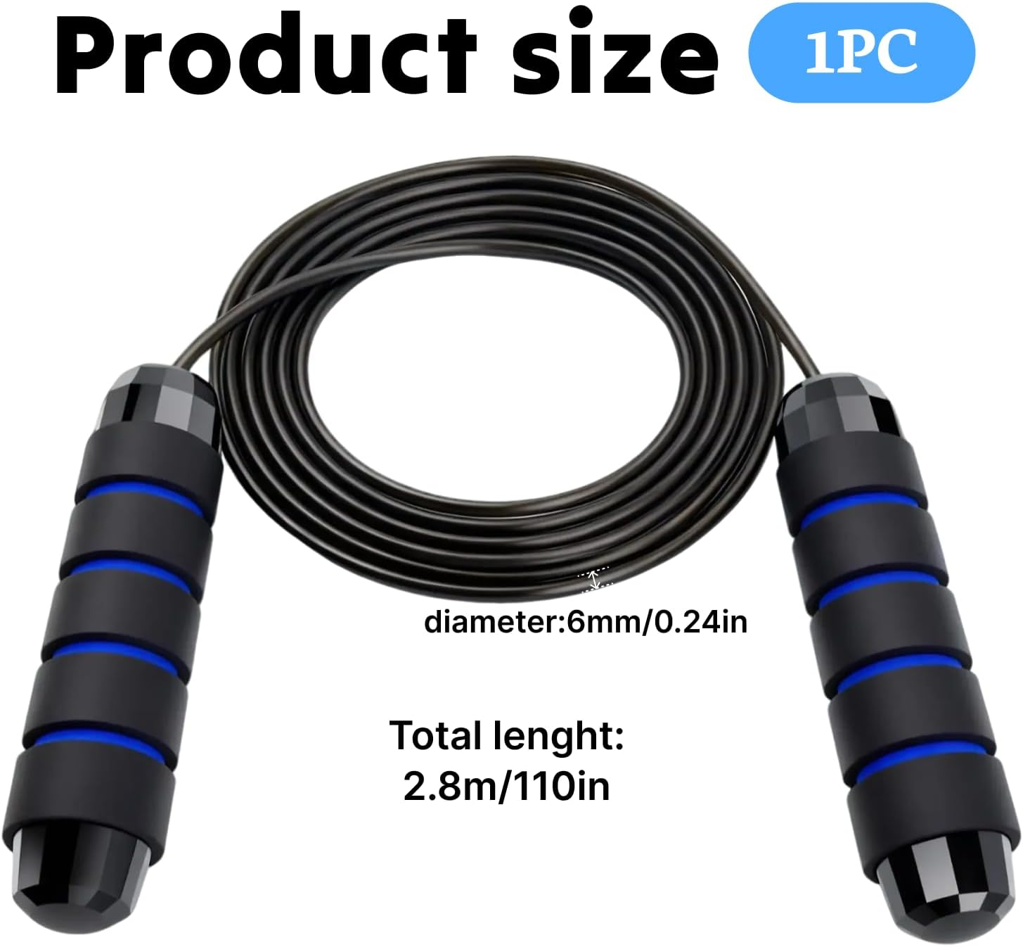 Adjustable Jump Rope Premium Tangle-Free Skipping Rope for Cardio Exercise, Boxing, Aerobic Training, and Speed Workouts, Ergonomic Handles and High Speed Ball Bearings for All Fitness Levels image number 2