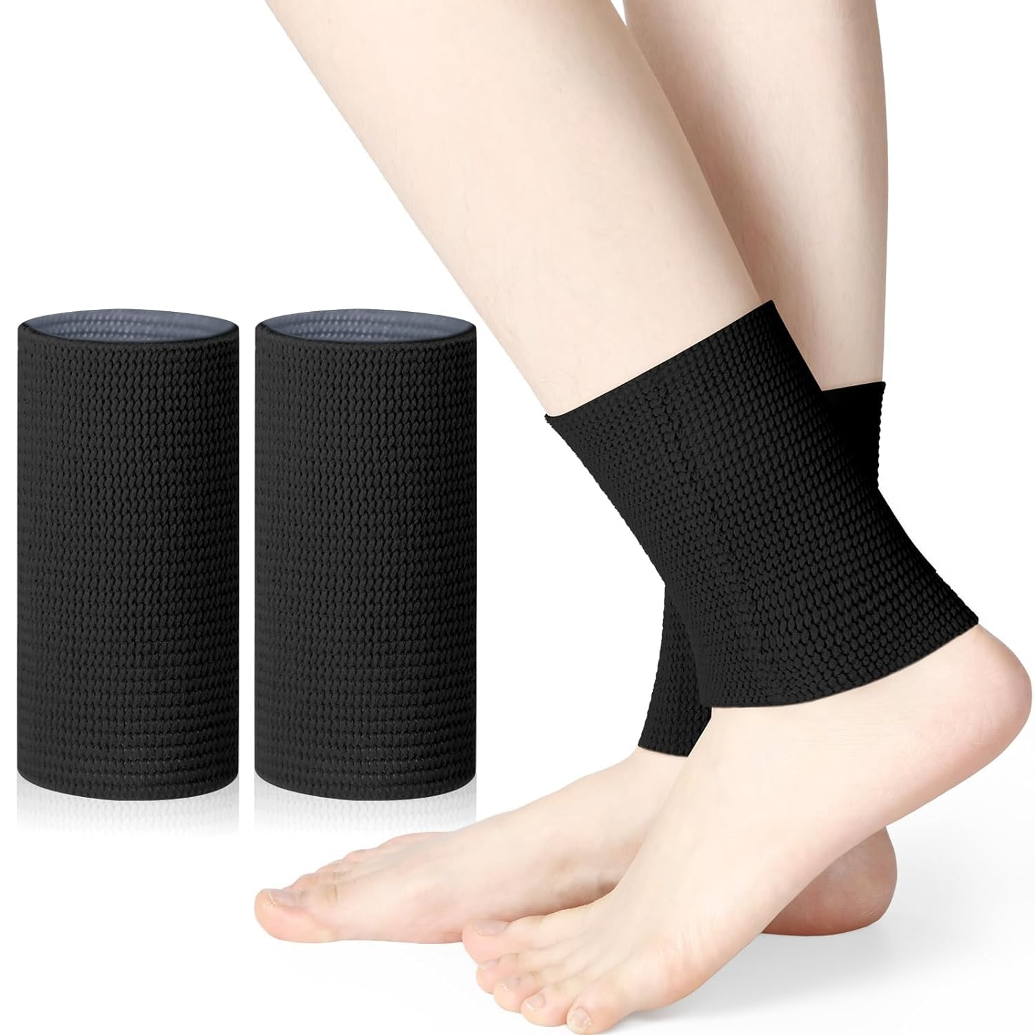 JZCD 2 Pcs Ankle Brace Ankle Gel Sleeves Skate Socks Protection for Figure Skating, Hockey, Roller, Inline, Riding Ankle Compression Sleeve (Black) image number 1