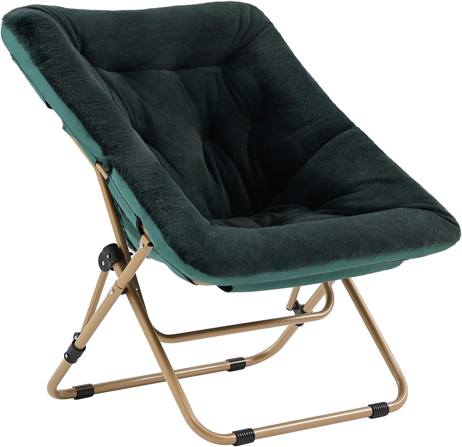 Tiita Comfy Saucer Chair, Soft Faux Fur Oversized Folding Accent Chair, Lounge Lazy Chair for Teens Adults, Metal Frame Moon Chair for Bedroom, Living Room, Dorm Rooms