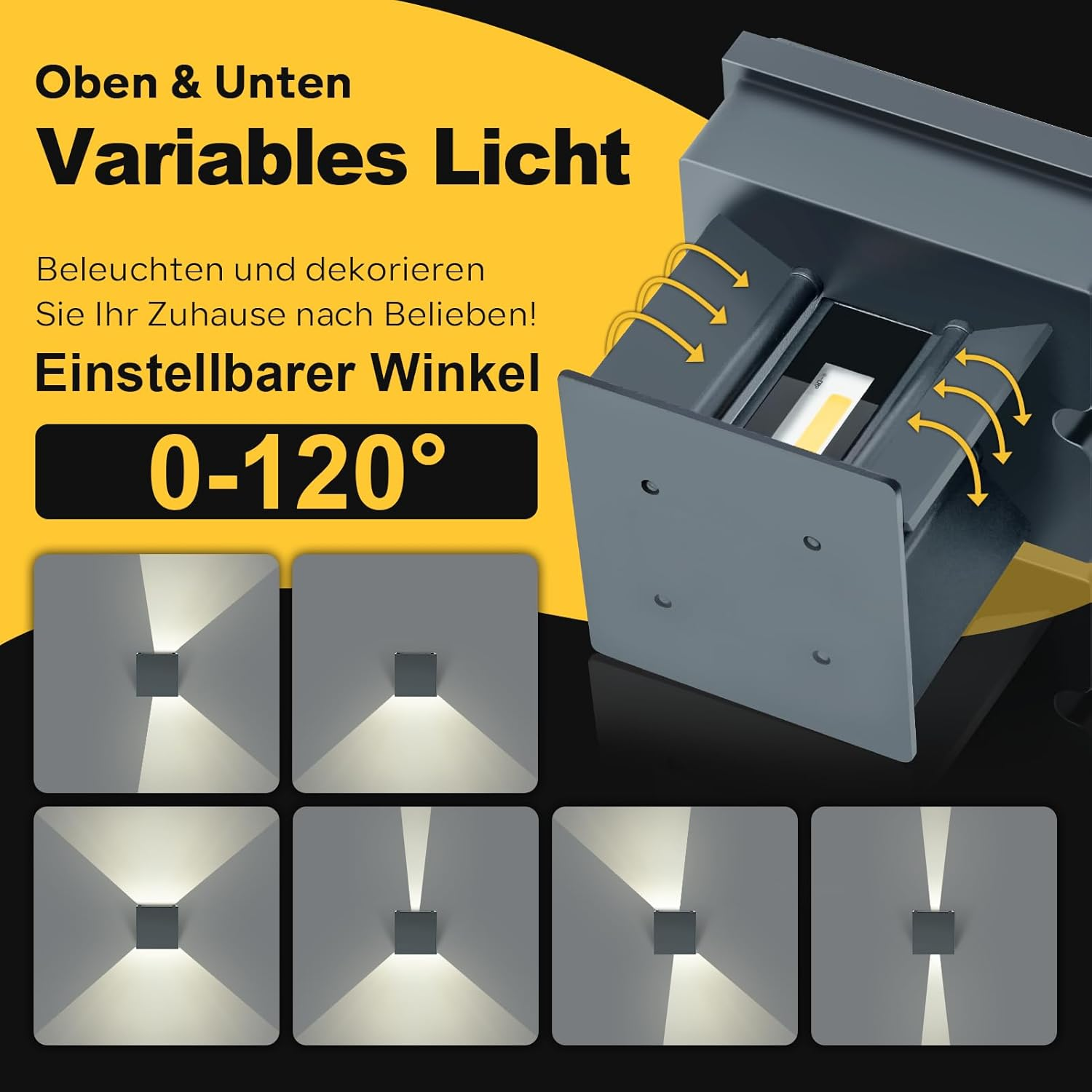 Kerry LED Wall Light for Outdoor and Indoor, 6 W, 3000 K, Warm White, Outdoor Lamp with Adjustable Light Angle, IP54, Waterproof, Modern Wall Light, Anthracite Aluminium, image number 6
