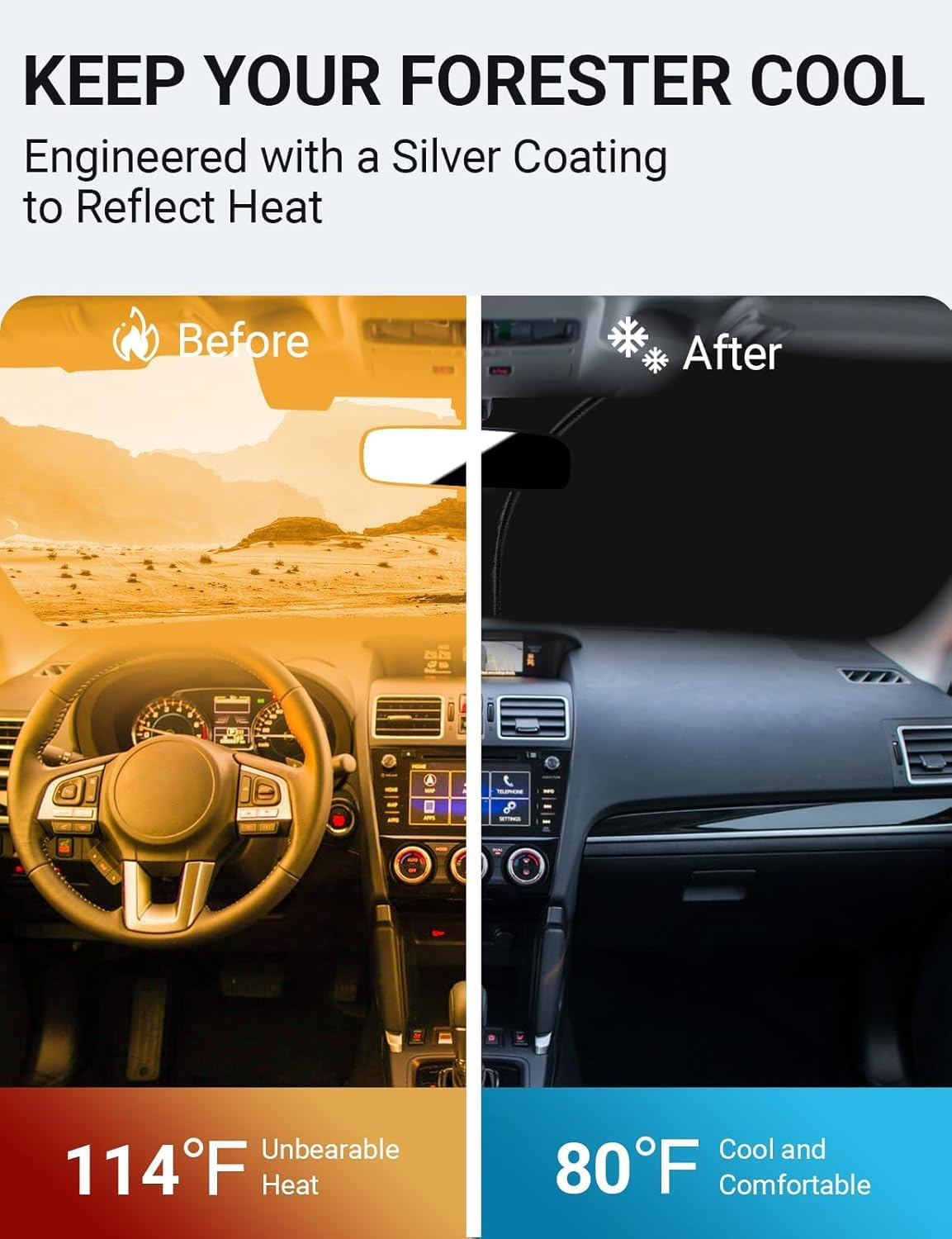 Proadsy Front Windshield Sun Shade Foldable Sunshade Protector Custom Fit 2015-2018 Forester Crossover Base Premium Sport Limited Accessories 2026 Upgrade image number 5