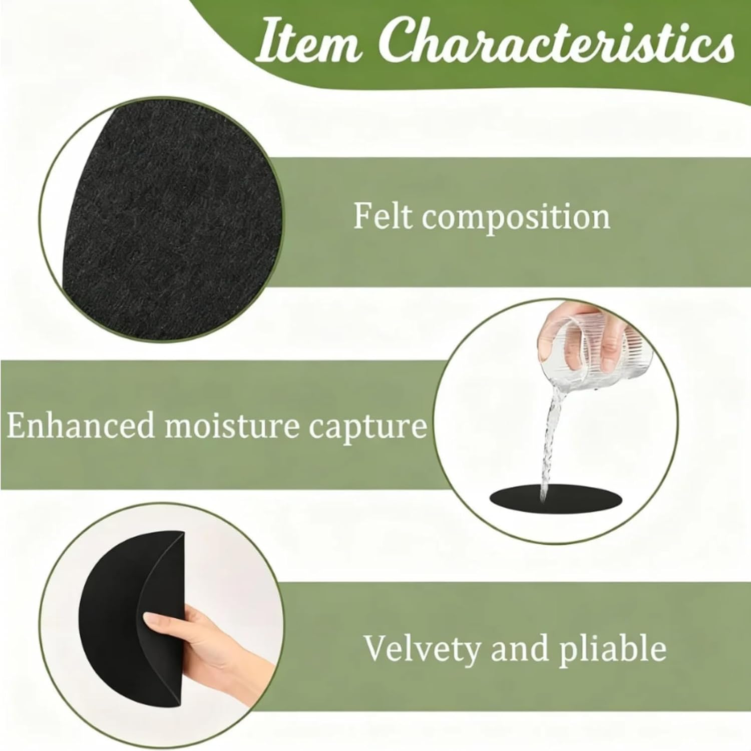 Abeillo 9PCS round Felt Plant Mat Reversible Fabric Coaster Mat Absorbent Waterproof Plant Pot Saucers for Gardening, Indoor and Outdoor Pots, DIY Craft Supplies(8&rdquo;, 10&rdquo;, 12&rdquo;Grey) image number 1