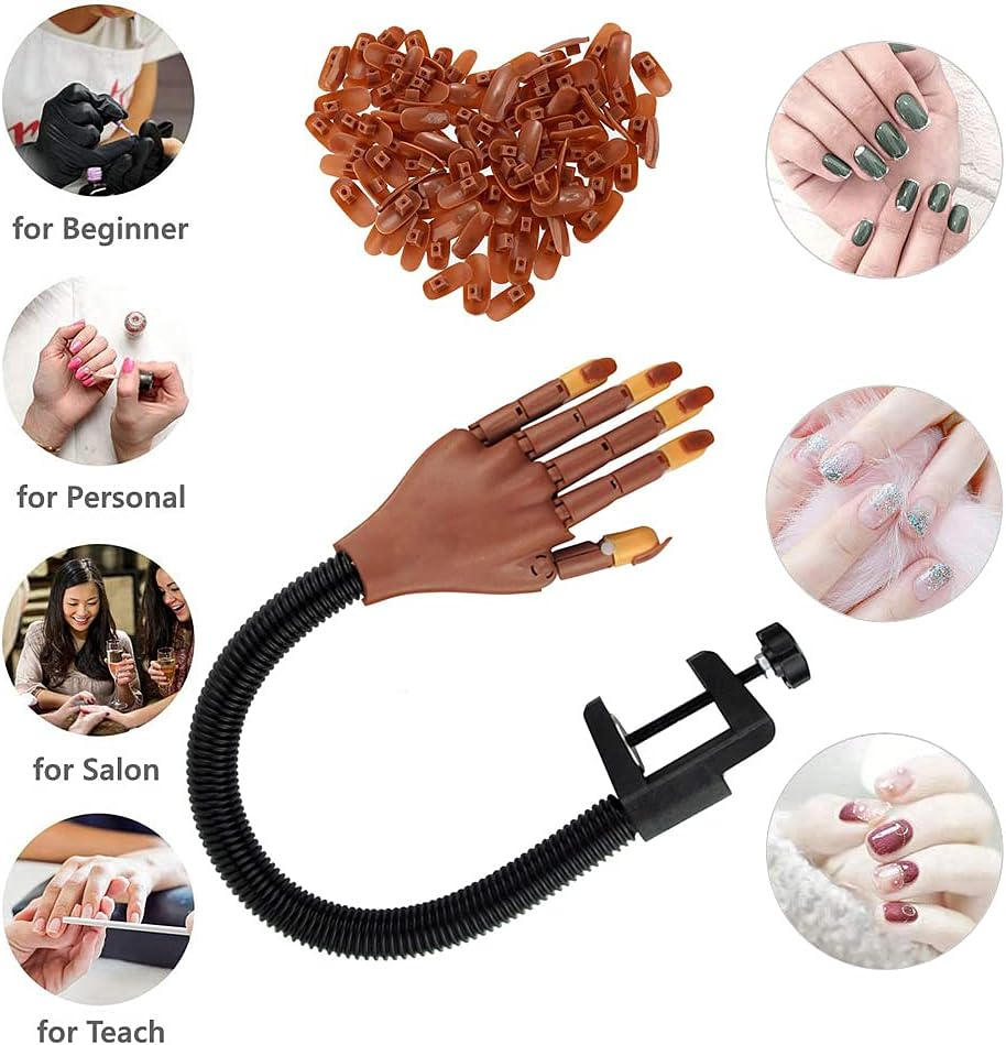 Practice Hand for Acrylic Nails, Professional Nail Practice Hand for Training, Adjustable False Fake Mannequin Hand with 100Pcs Nail Tips, Upgrade DIY Nails Display Manicure Supply image number 1