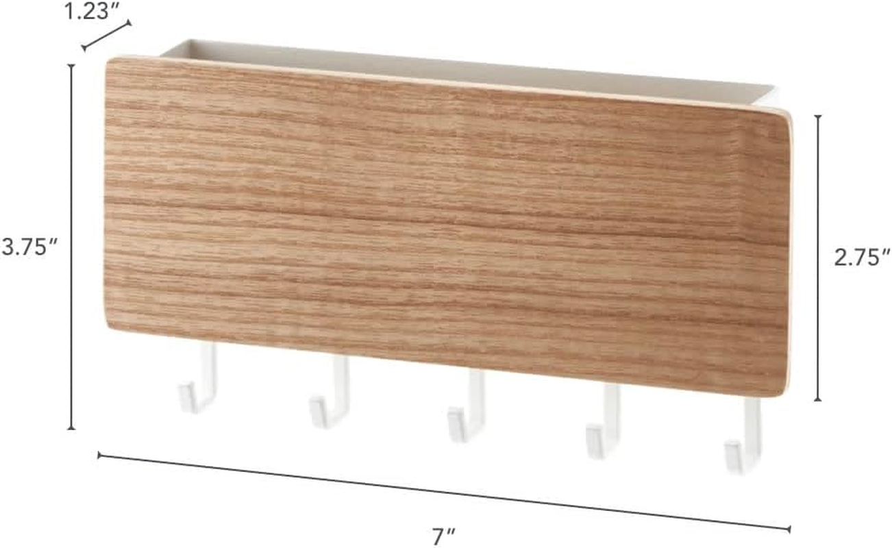 Yamazaki Home Magnetic Wall Organizer - Key Hooks & Tray for Storage Steel + Wood One Size Ash image number 2