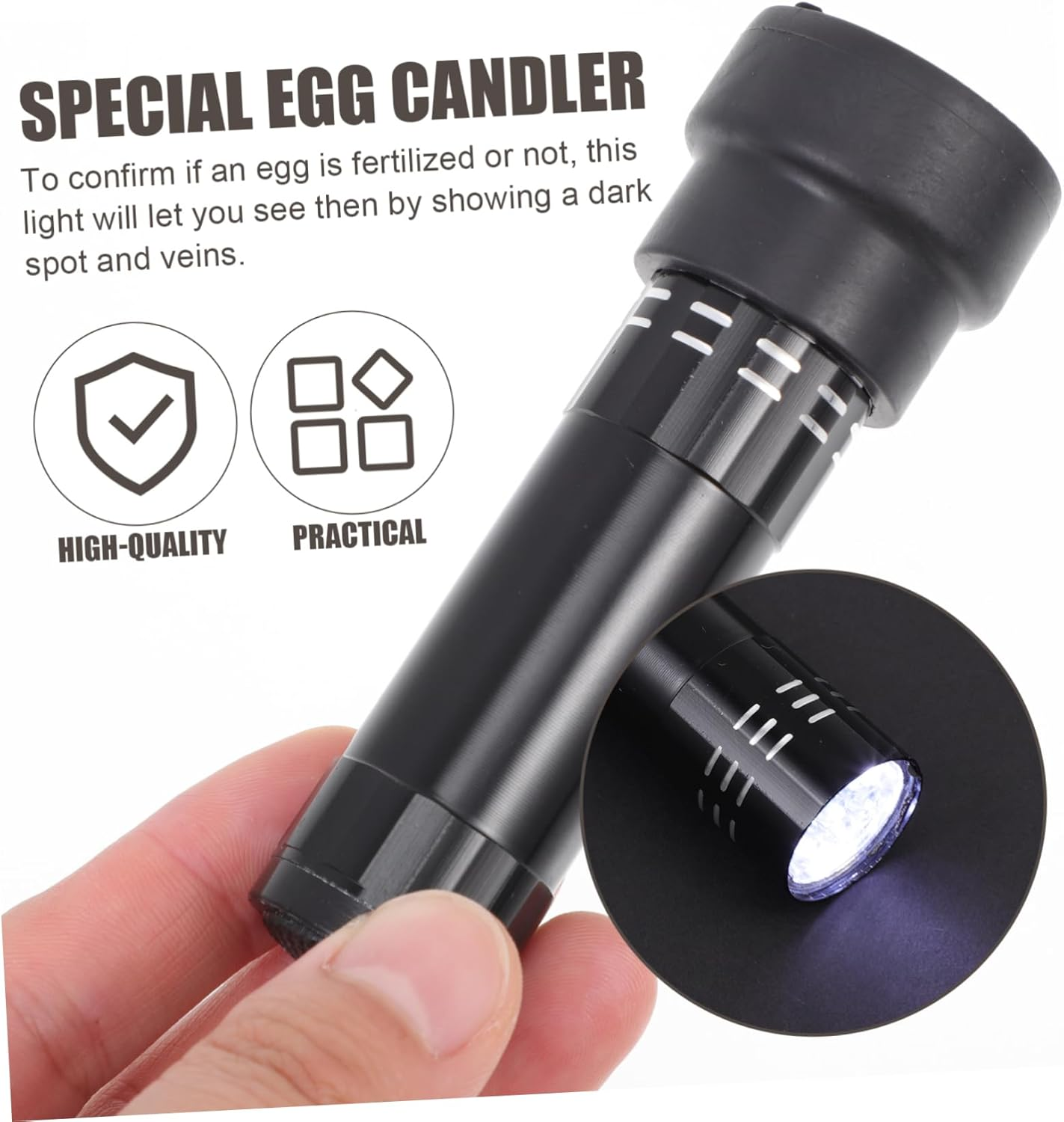 Egg Candler Torch for Egg Testing Flashlight Tester Professional Candler Incubation Candling Lamp Random Color image number 6