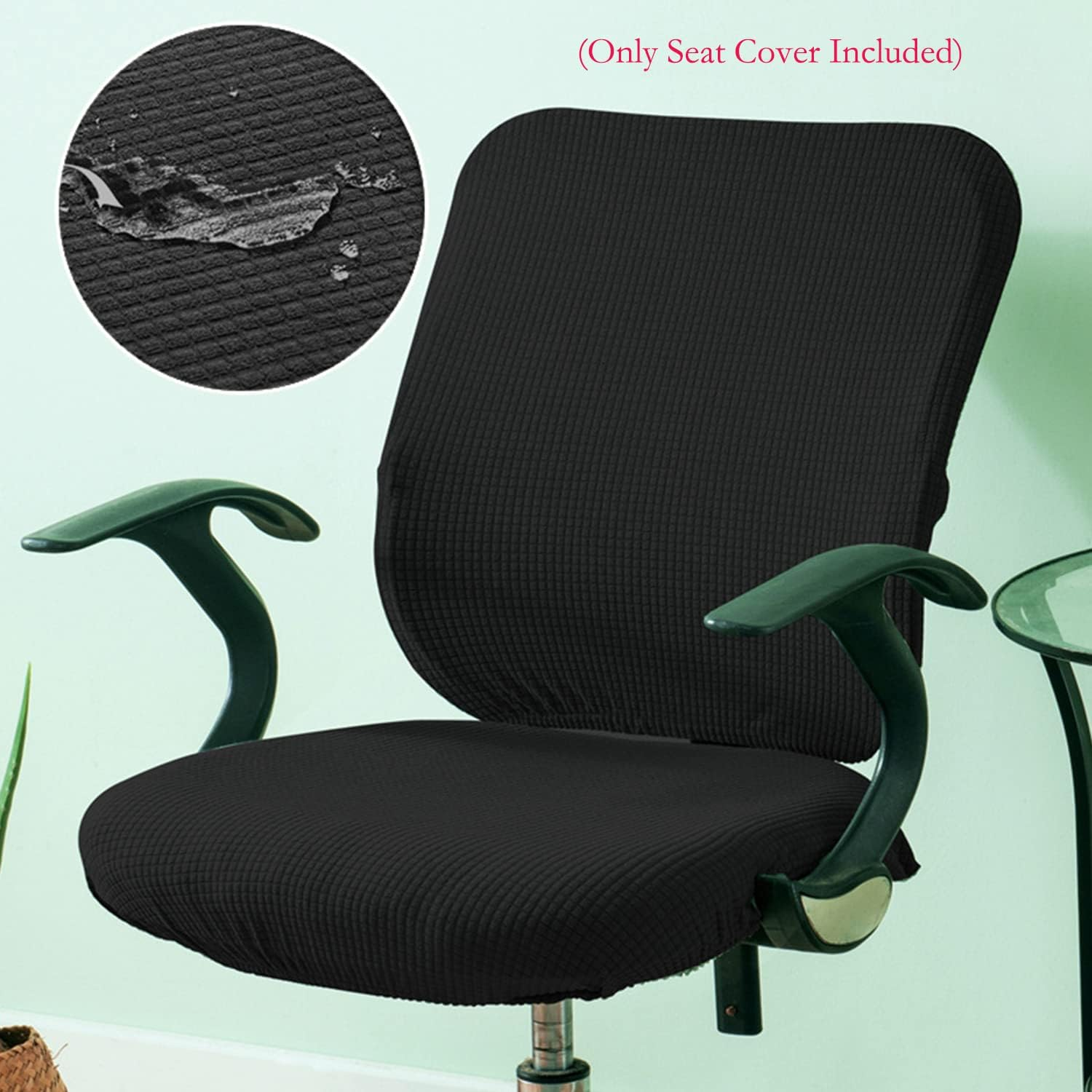 Yikko Office Chair Covers, Elastic Stretch Computer Chair Seat Slipcovers Super Fit Anti-Dust Desk Seat Cover Spandex Removable Washable Kitchen Chair Protective Cover (Black) image number 4