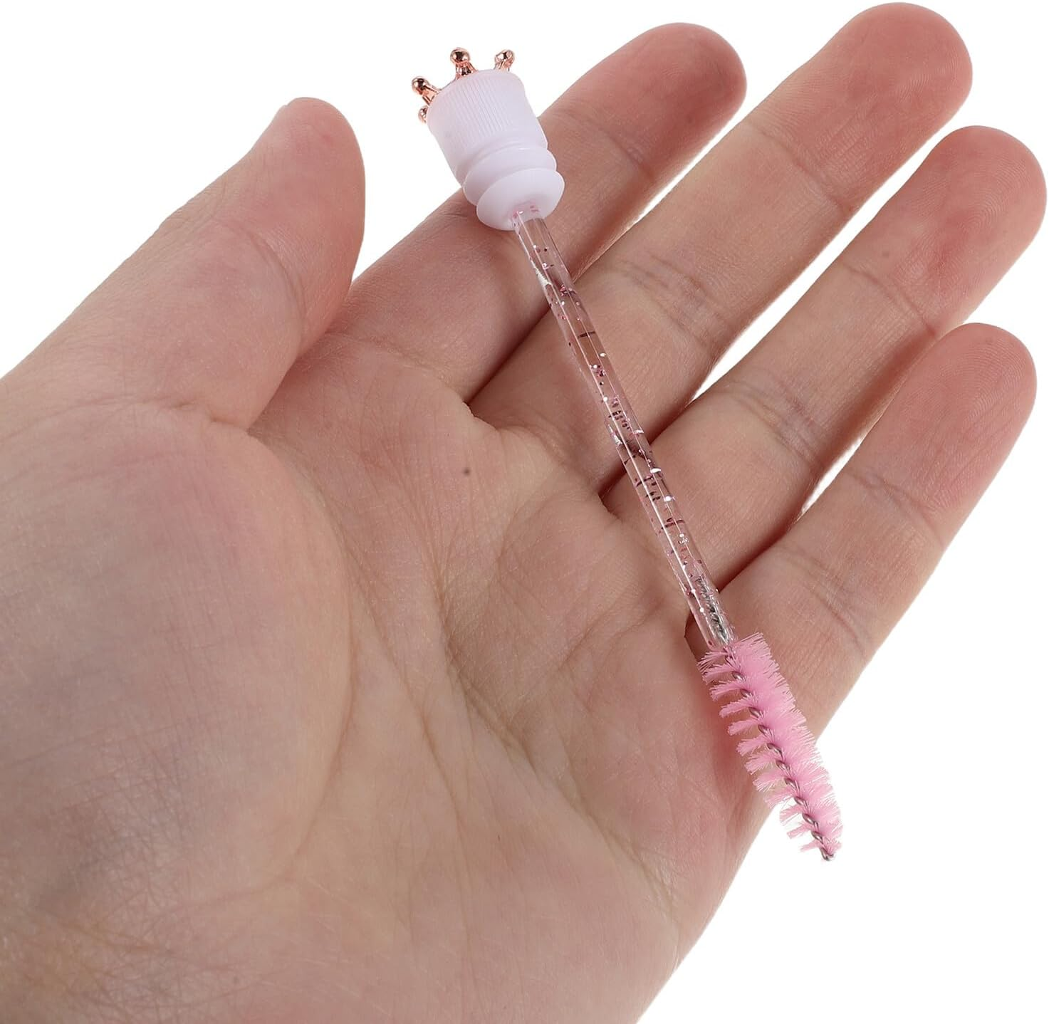 CONGARTENO 10Pcs Pink Crown Eyelash Brushes with Crystal Handle and Tube, Disposable Glitter Makeup Spoolies, Lash Wands Suitable for Travel and Personal Beauty Tools image number 5