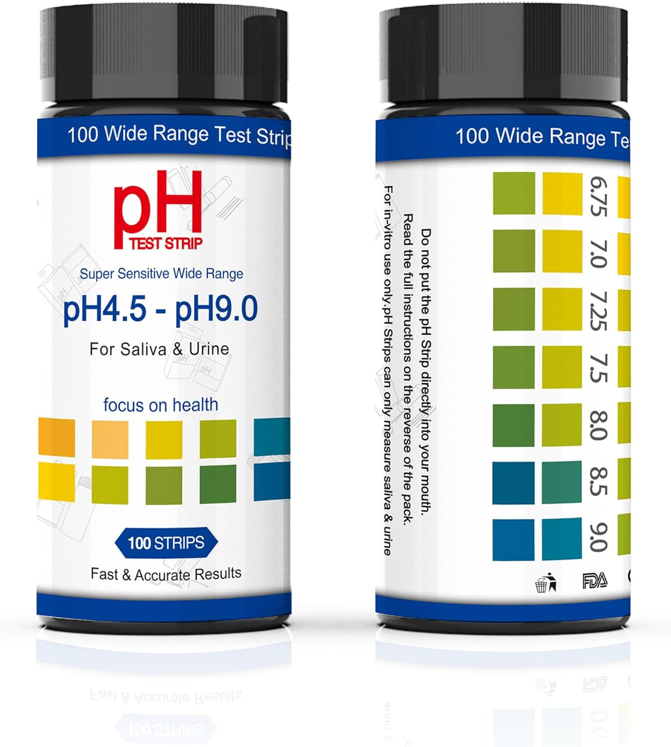 Ph Test Strips for Testing Alkaline and Acid Levels, Track & Monitor Your Ph Level Using Saliva and Urine at Home, Get Highly Accurate Results in Seconds, 4.5-9.0 Range image number 2