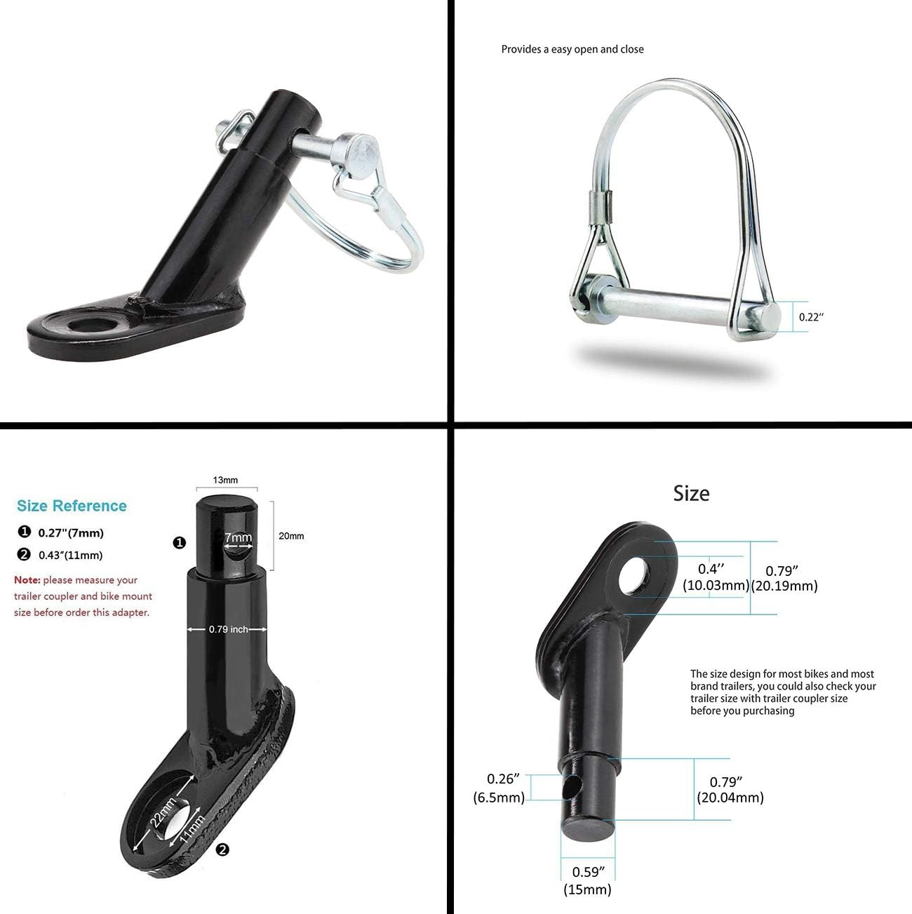 Bicycle Trailer Hitch Coupler Mount Attachment, MASO-AUTO Bike Rear Racks Axle Steel Adapter Replacement Cycling Accessory for Dog Kids Cargo image number 6