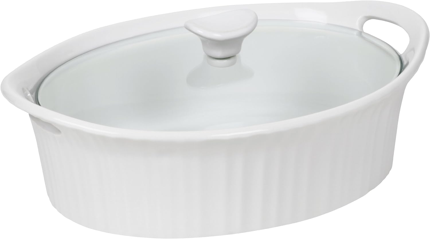 Corningware 1105935 French White III Oval Casserole with Glass Cover, 2.5-Quart image number 1