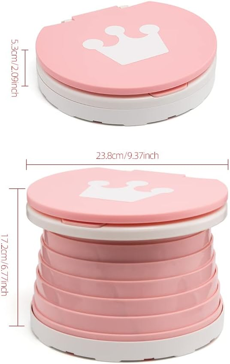 Portable Potty Seat for Kids Toddler,Foldable Travel Potty Training Seat with 2 Rolls Cleaning Bags, Travel Toilet Seat for Car, Camping, Outdoor, Indoor (Pink) - Pink image number 2