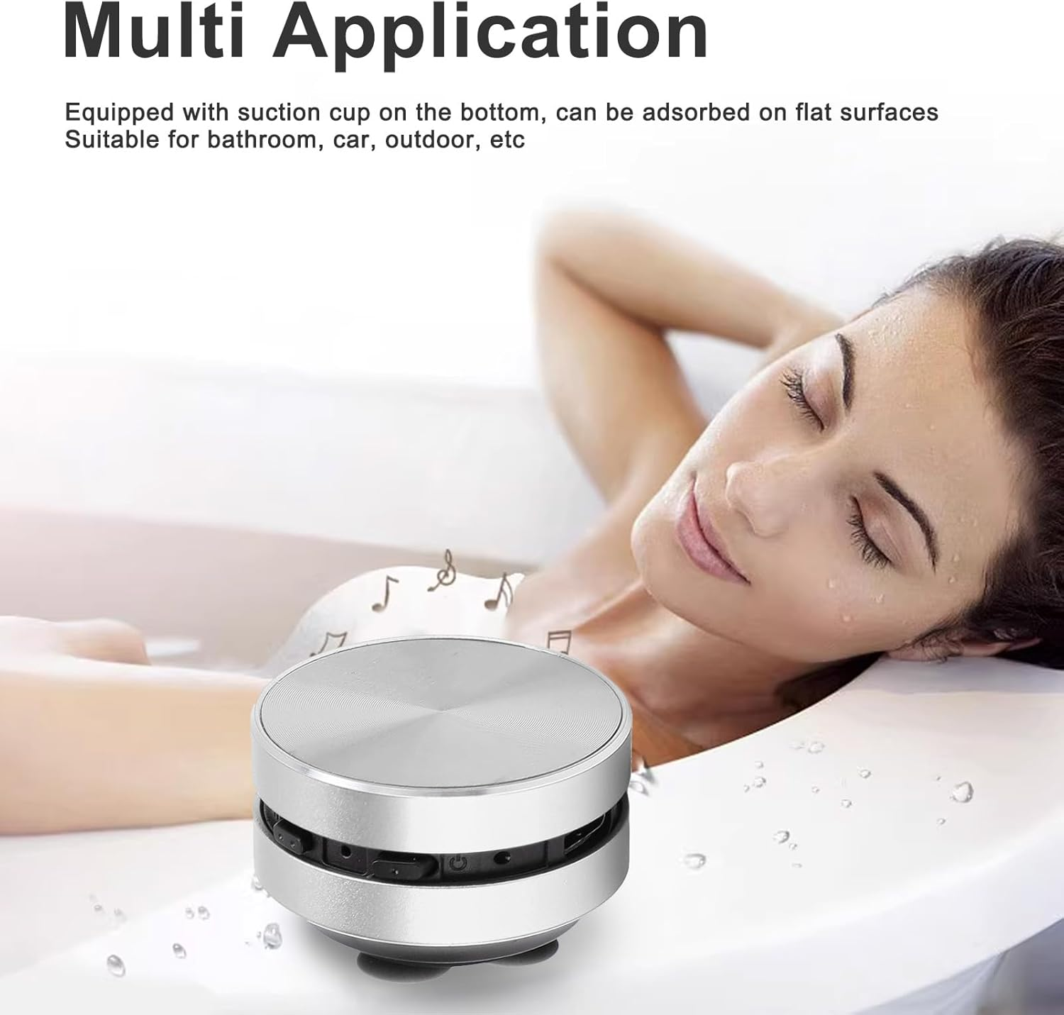 Eosnow Wireless Bone Conduction Speaker,Dual Speaker Stereo Bone Conduction Portable Wireless, Mini Portable,For Bathroom Outdoor (Silver) image number 4