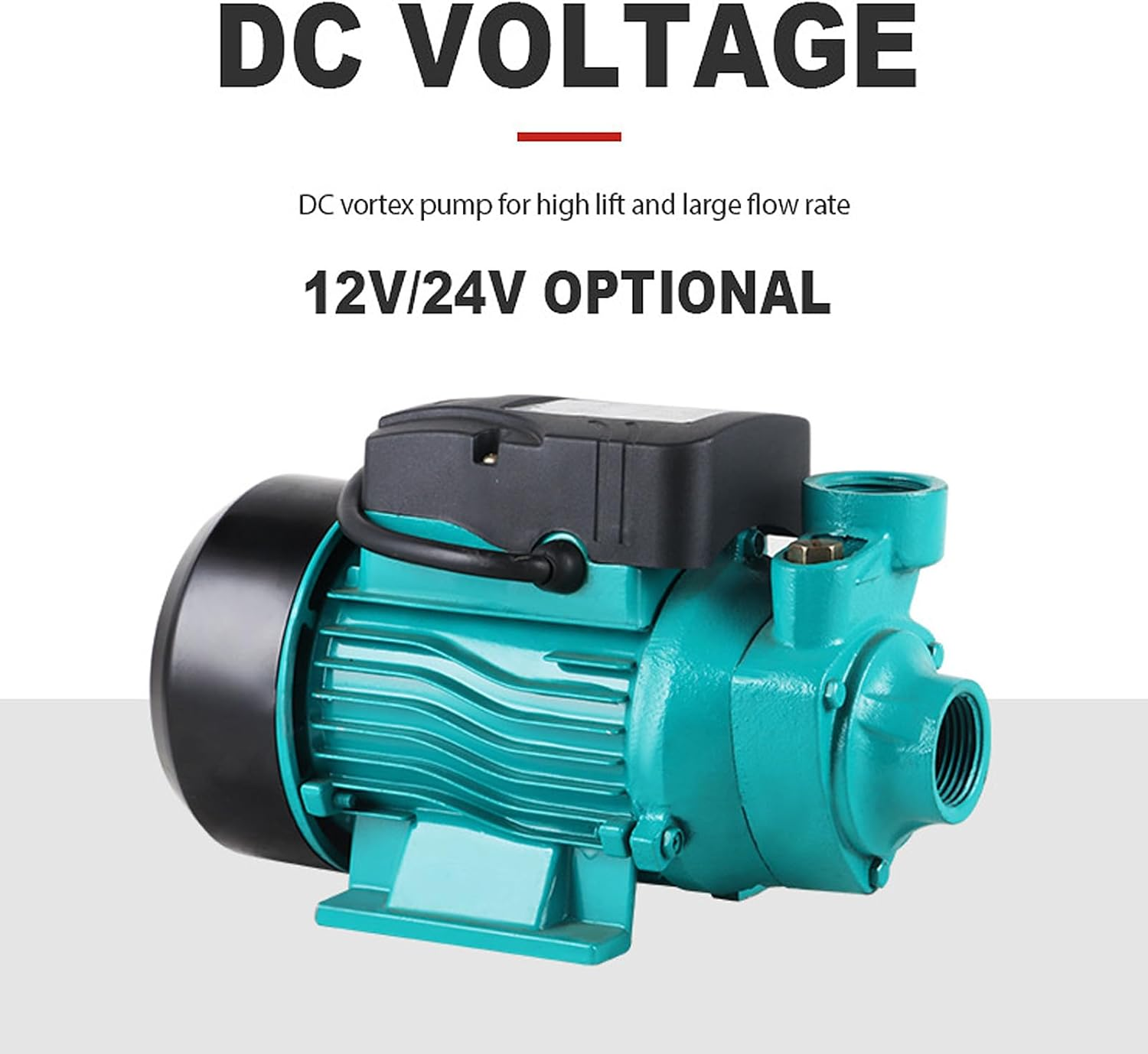 Transfer Water Pump, 12V 24V Solar Water Pump, 25M Lift Self-Priming Pump, Solar Water Supply Vortex Pump for Shallow Well Jet, Irrigation Transfer, 35L/Min, Sturdy Construction image number 2