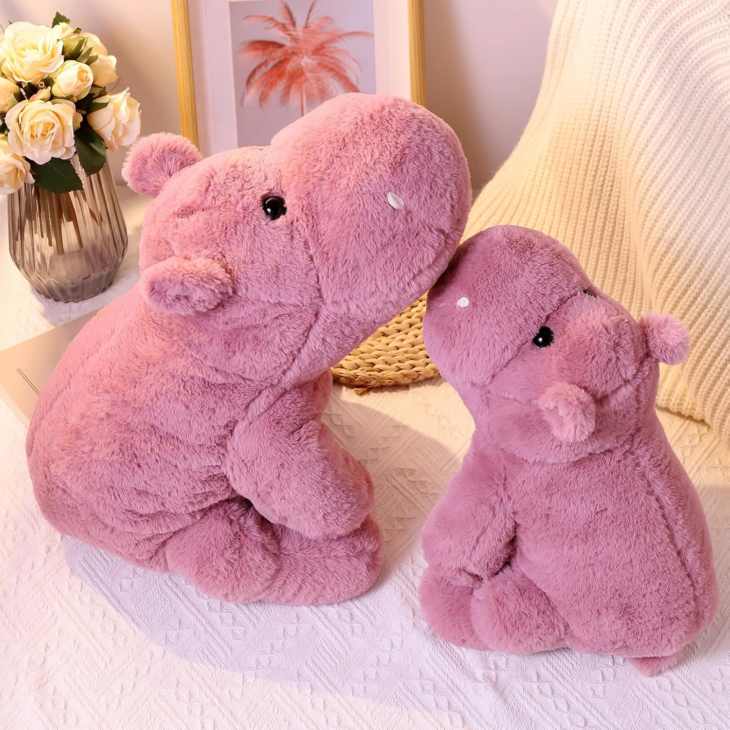 Weighted Toy 60Cm 2Kg, Soft Pink Medium Hippo Stuffed Animal, Perfect Cuddly Weighted Hippo Plush for Comfort and Relaxation