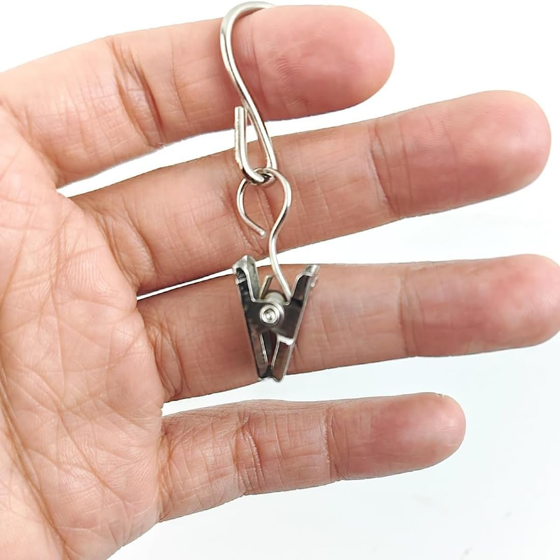 60PCS Curtain Clips with Hooks, Heavy Duty Stainless Steel Metal Clips with Hooks Gutter Hooks for Hanging Party Lights Clips, Photos, Outdoor Activities Supplies, Art Craft Home Decoration