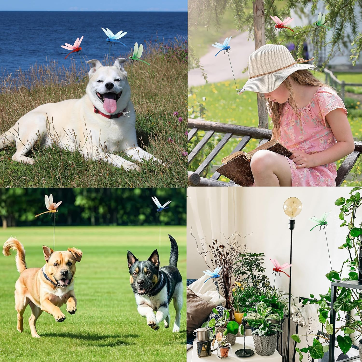 Yharnamite 8 Pcs Fake Dragonfly Clips, Fake Dragonfly Rod Clip Artificial Dragonfly Clips for Outdoors, Outdoor Simulation Dragonfly Clip for Patio Garden Decoration image number 5