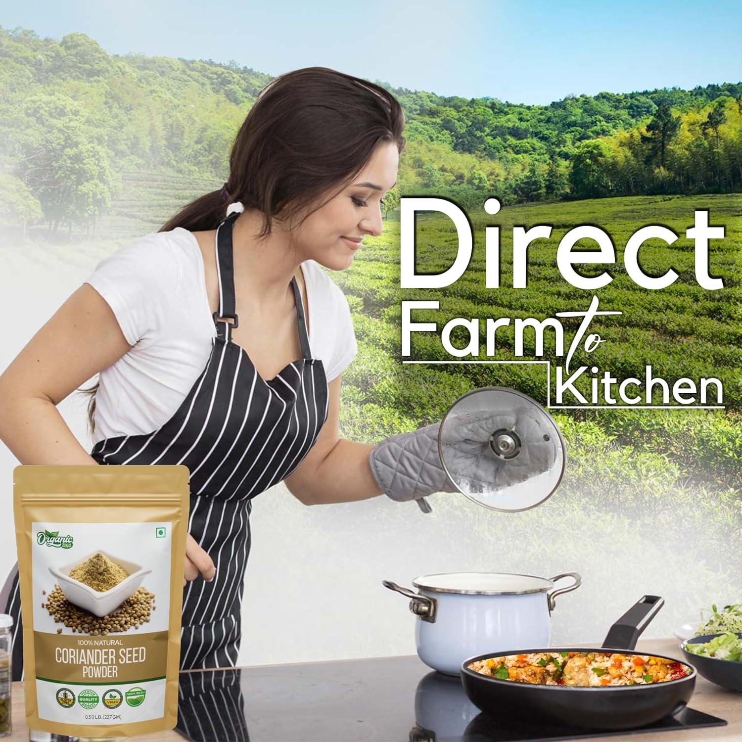 Organic Zing Coriander Powder | Coriander Powder for Curries, Pickles | Product of India - 227 G / 8 Oz image number 2