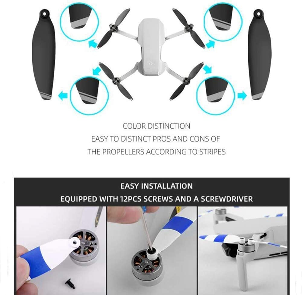 Xmipbs 4 Pairs Mavic Mini Propellers 4726F Low Noise Propellers Paddle Blades for DJI Mavic Mini Drone Black Gold image number 2