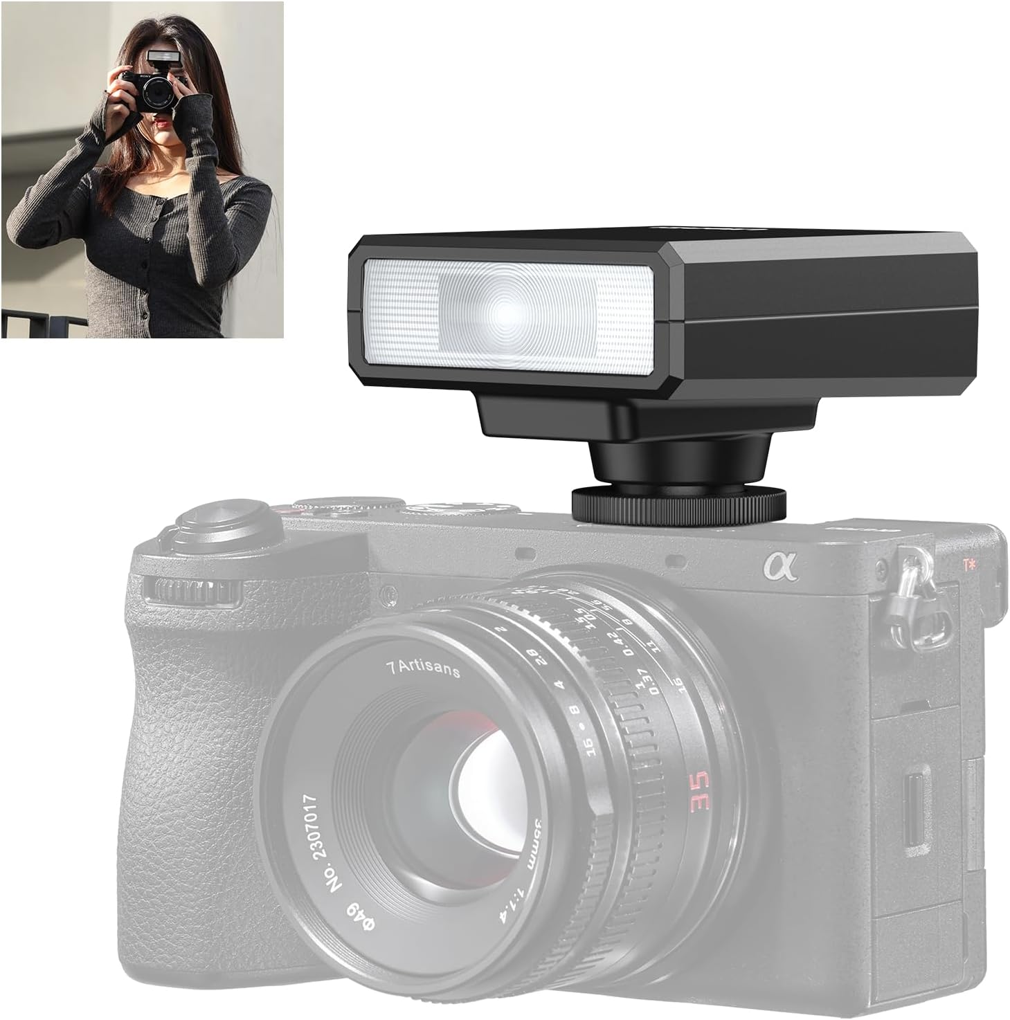 Ulanzi LM20 Camera Flash, Camera Speedlite with GN12 / CCT 5600K for Canon/Fuji/Sony/Nikon/Panasonic Olympus Pentax and Other SLR Digital Cameras, and Digital Cameras with Single Contact Hot Shoe image number 3