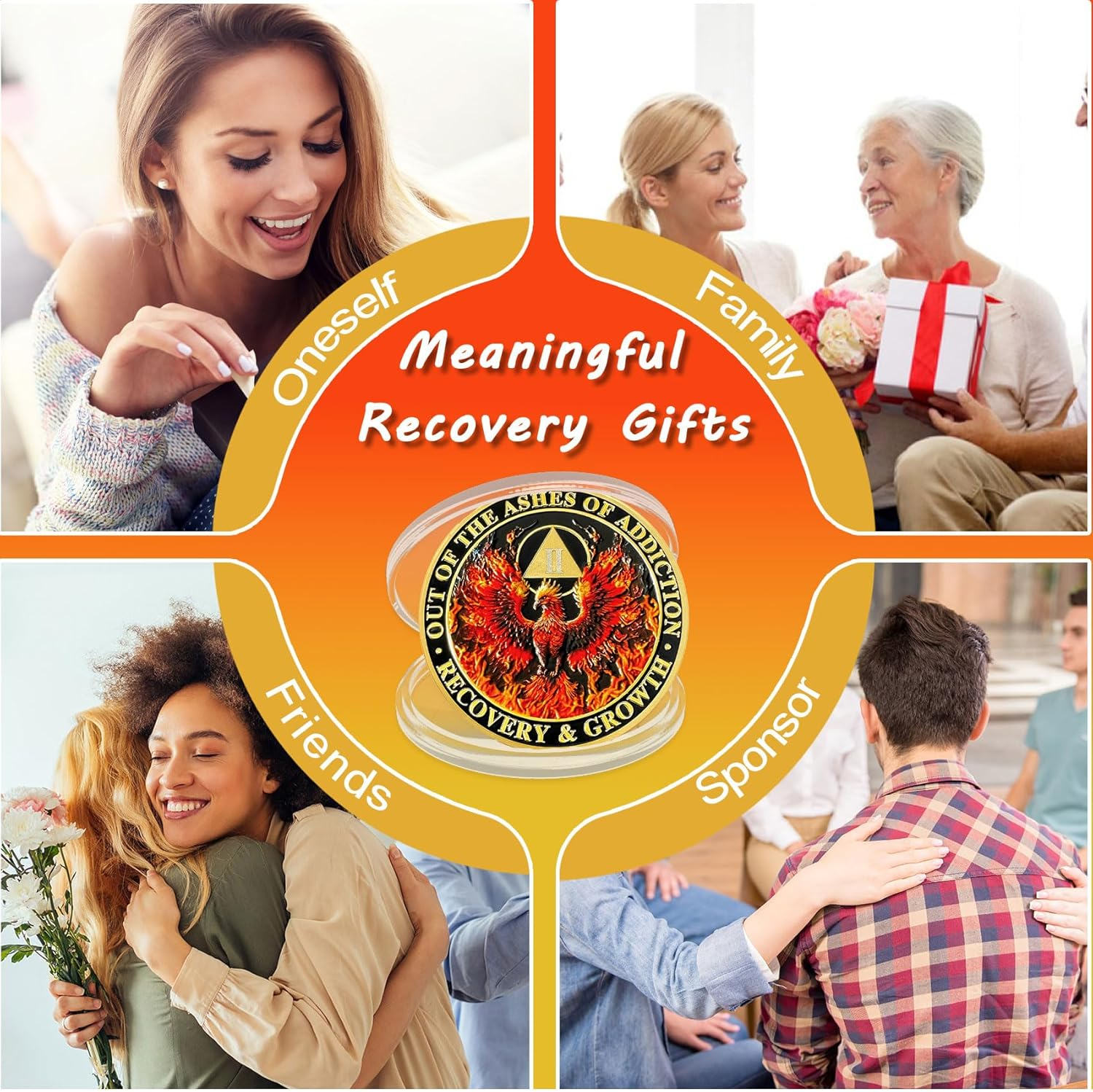 ACGZQY 2 Year Phoenix Sobriety Chip - Alcoholics Anonymous Recovery Gift for Men Women image number 1