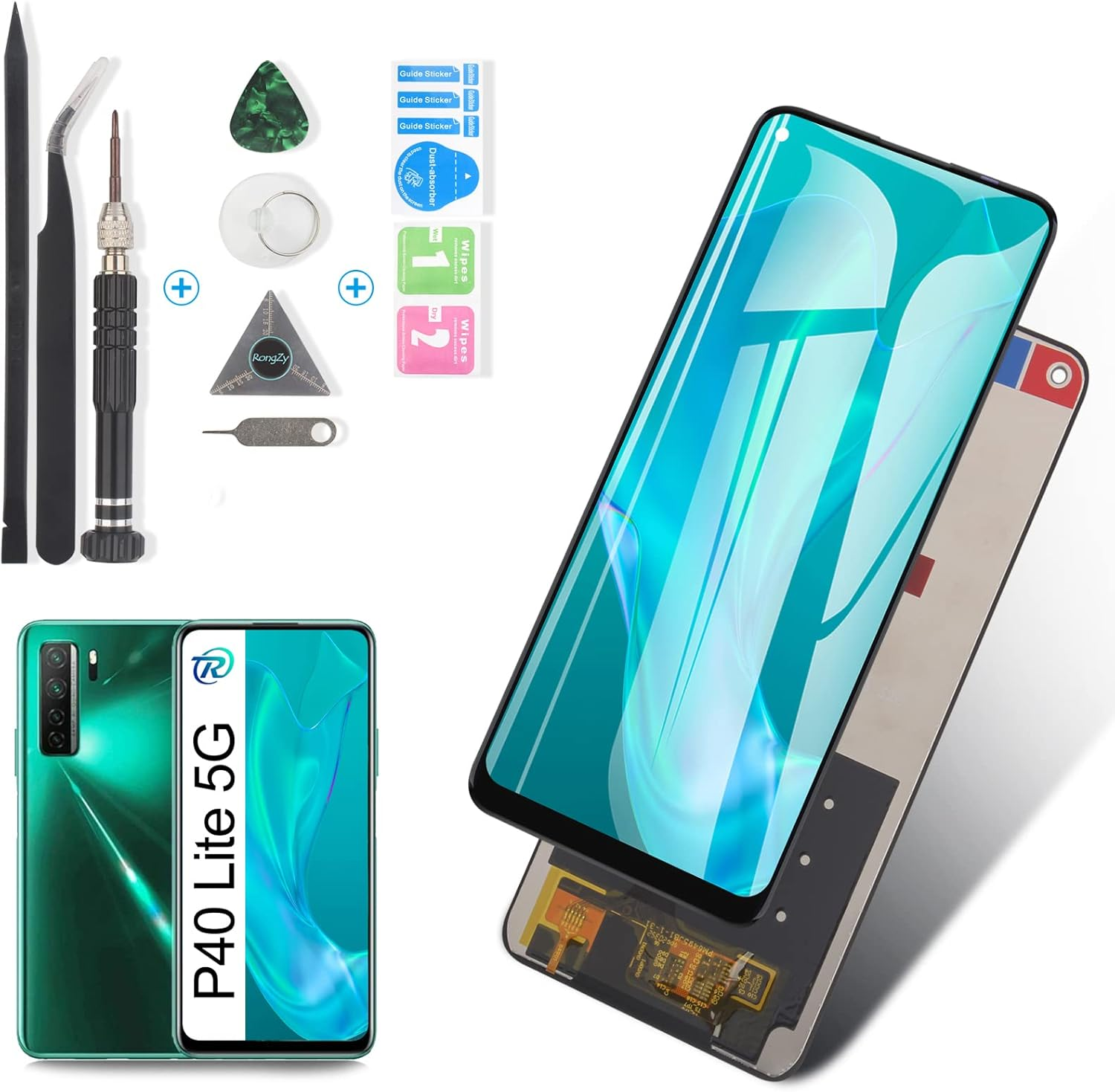 Rongzy Display for Huawei P40 Lite 5G LCD Screen Replacement Digitizer Touch Screen Assembled Replacement with Tools (Black Only for P40 Lite 5G Version)