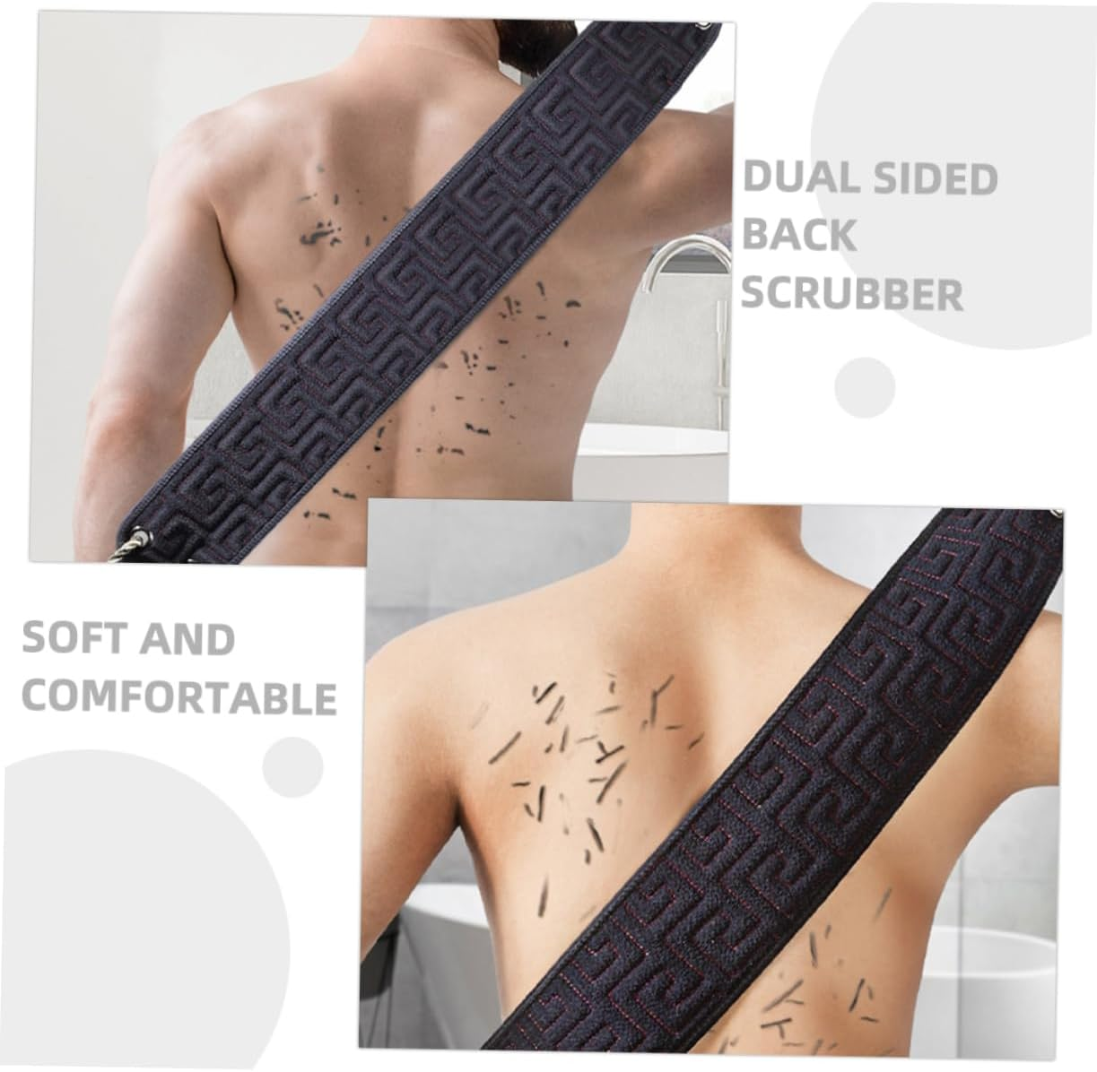 Yardenfun Back Scratcher for Shower Long Dual Sided Bath Brush Exfoliating Loofah Body Sponge Black for Elderly Disabled for Knee Joint Cleaning