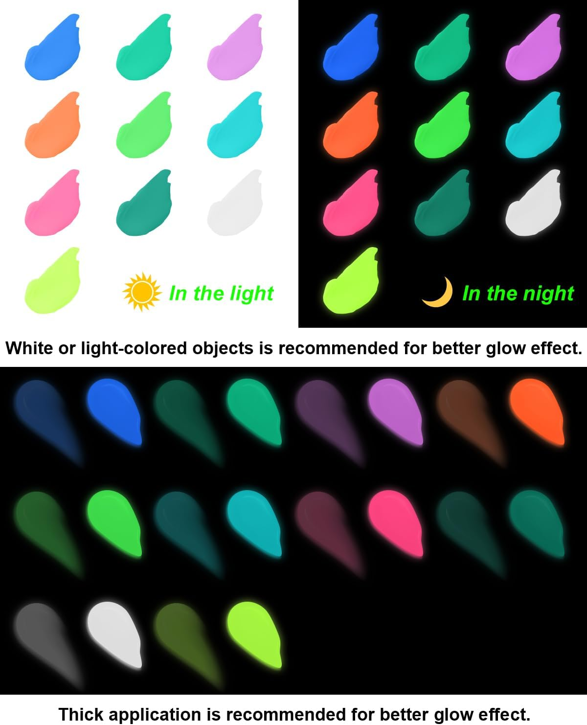 Roizefar Glow in the Dark Acrylic Paint-Set of 10 Colors, Acrylic Textile Fabric Paint (30 Ml/1 Oz), Neon Craft Painting Fabric Paint for Clothes, T-Shirt, Canvas, Ideal for Art Supplies and DIY Decoration image number 1