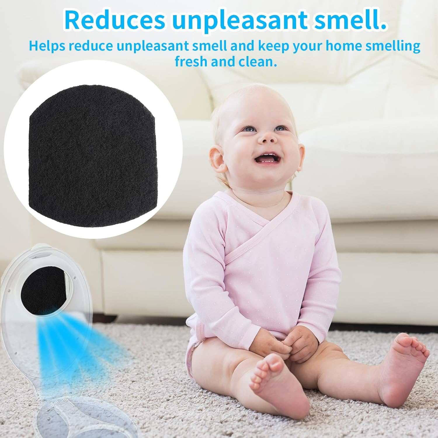 8Pcs Diaper Pail Deodorizers, Activated Charcoal Smell Eliminators Carbon Filters Refills Compatible with Ubbi Diaper Pail to Keep Home Fresh Air image number 3