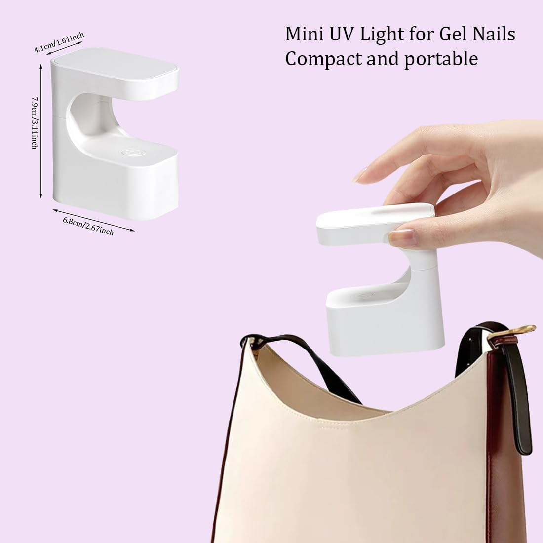 Mini UV Light for Gel Nails,Portable UV Nail Lamp,Nail Light for Gel Nails,Small Curing Light,Rechargeable UV Led Nail Lamp with 6 Beads and 2 Timers,Nail Dryer for Nail Art image number 2