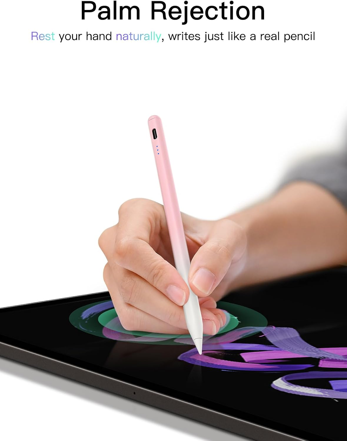 Stylus Pen for Ipad 2018-2025, USB-C Fast Charging Pencil, Pixel-Perfect Tilt Sensitivity for Ipad 11/10/9/8/7/6/A16, Ipad Mini 7/6/5, Ipad Air M3/M2 11"/13"/5/4/3, Ipad Pro M4 13"/12.9&Prime;/11&Prime; (Pink) image number 1
